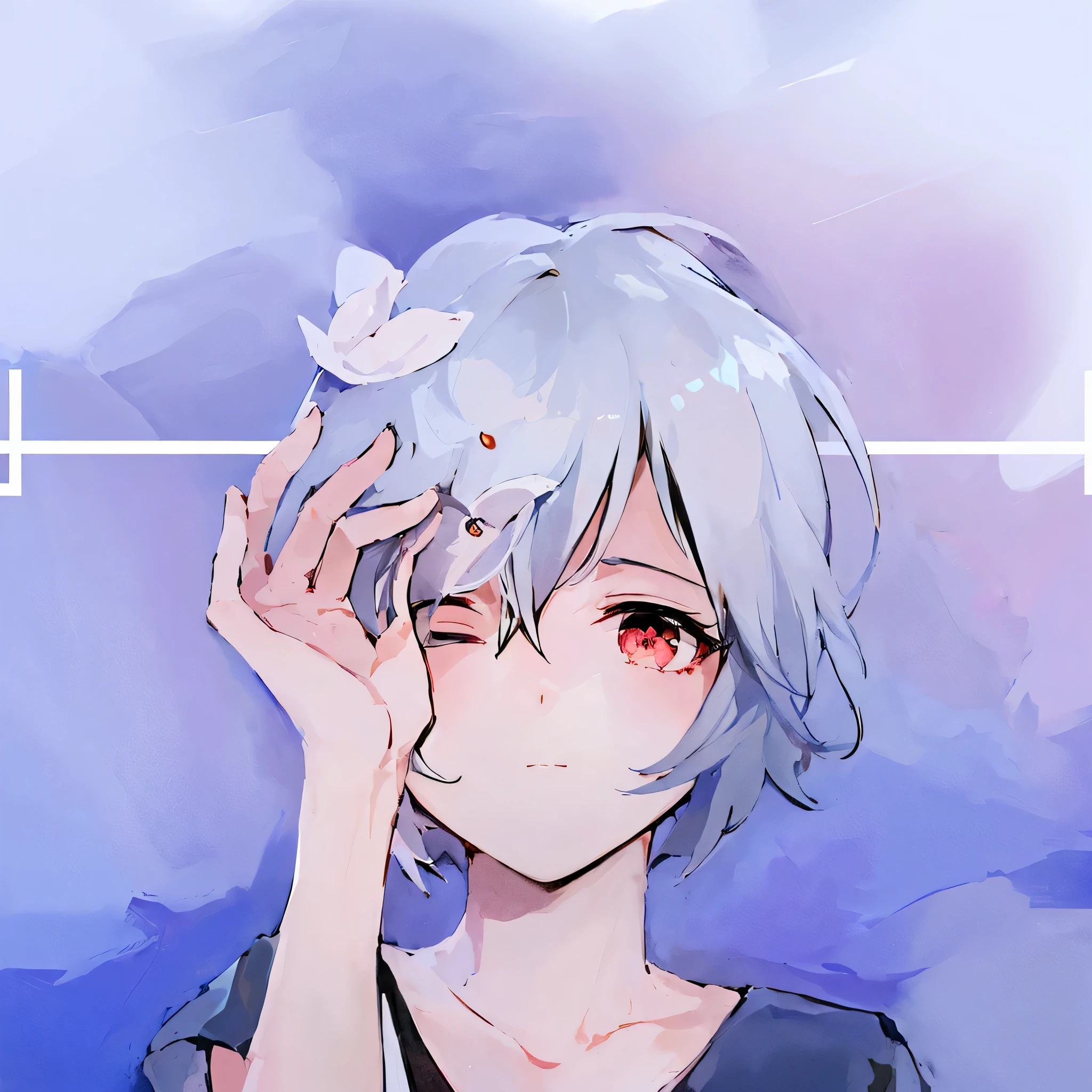头发插着花的女人的anime style形象, Kaoru Nagisa, waves, gapmoe Sick, rei waves, rogue anime girl waves rei, Sayori, Sick. High, 2Danime style, silver hair, anime style, Sick, silver hair少女, anime aesthetics, anime style肖像