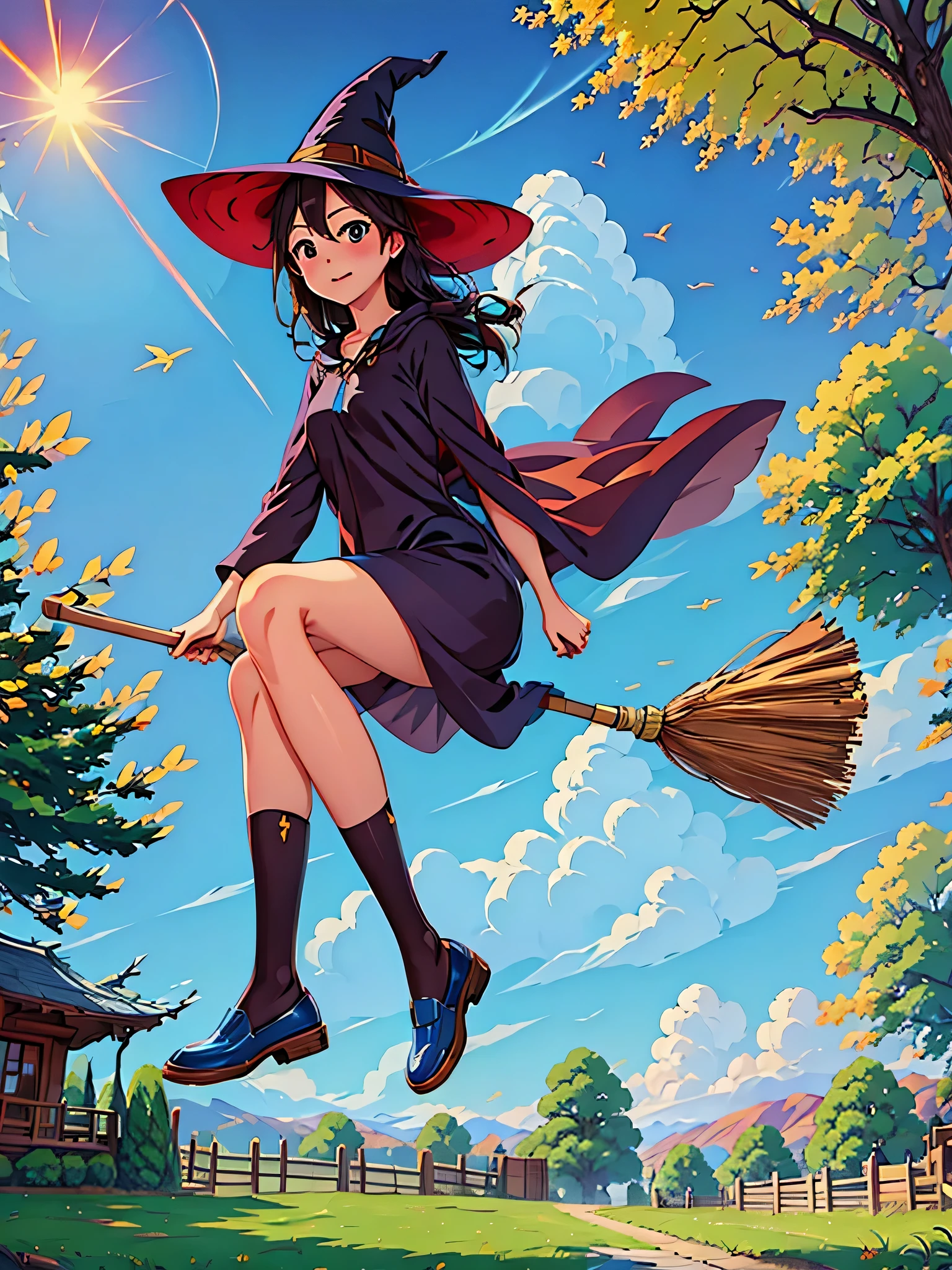 (masterpiece, highest quality:1.2), 1 girl, alone,Flying Witch