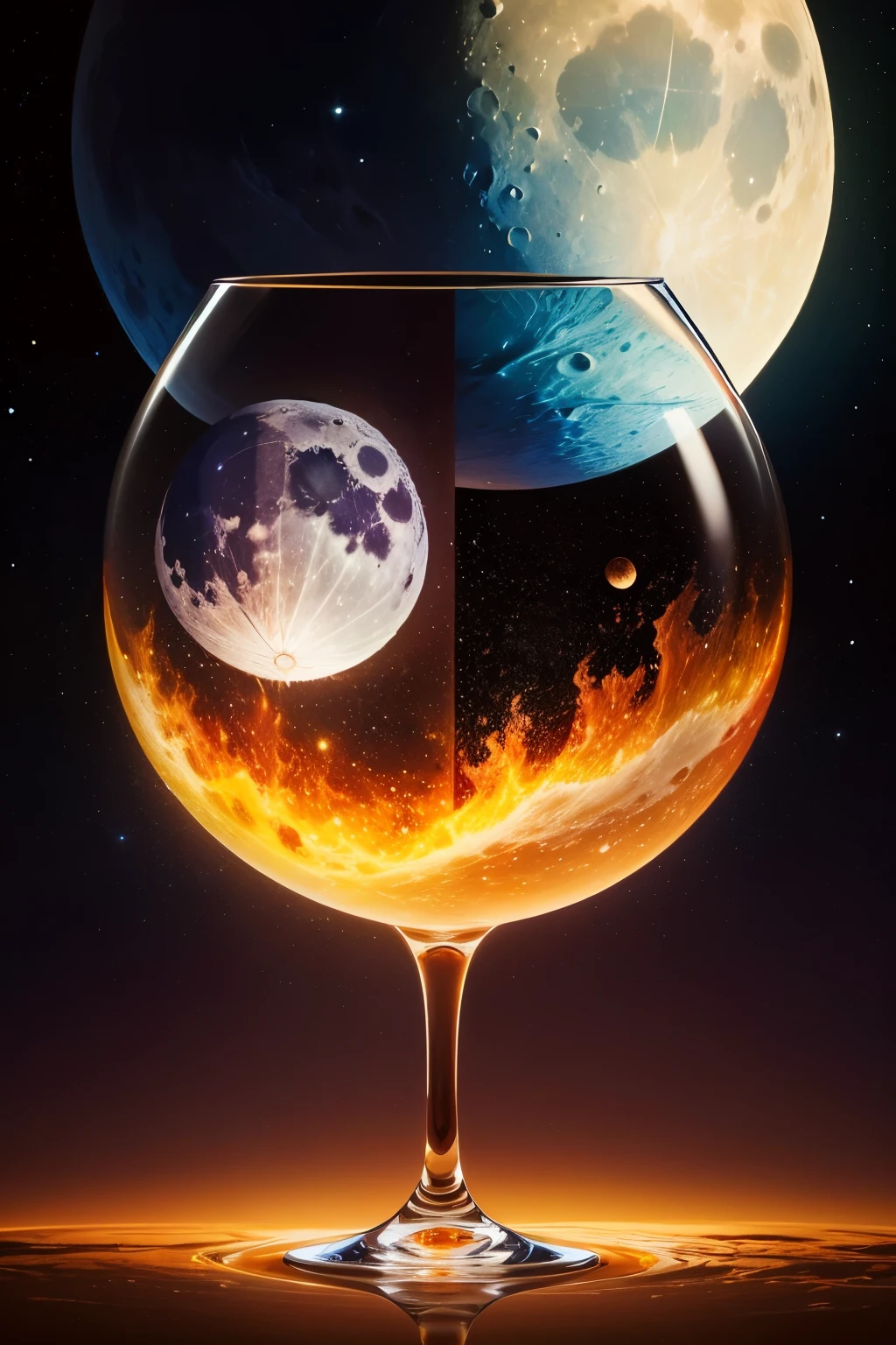 moon in the glass The background is space