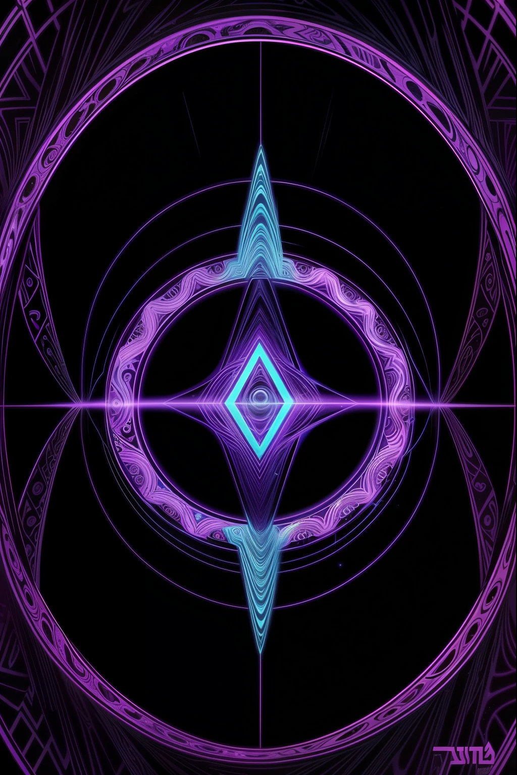 logo"Por favor, Create an image of an alien scientist in violet but gray format in cartoon style wearing futuristic clothes in front of a blue background. A imagem deve ser uma arte digital inspirada em Andrei Kolkoutine, Tumblr, psychedelic art and sacred geometry. The alien scientist is in the spiritual dimension, where the form is psychedelic and composed of sacred geometry. He is a portal of energy. Por favor, consider art references from Dan Mumford and Alex Grey, bem como elementos de entidades de DMT, alien music and LSD art."