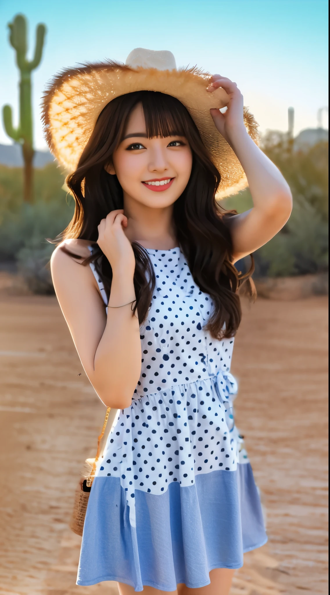 pastel beautiful dress, sleevless, dotted pattern, feminine skart