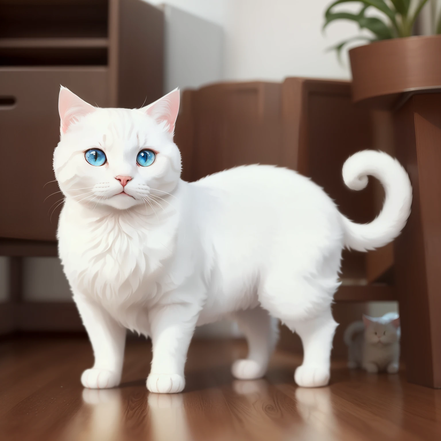 cute、white cat