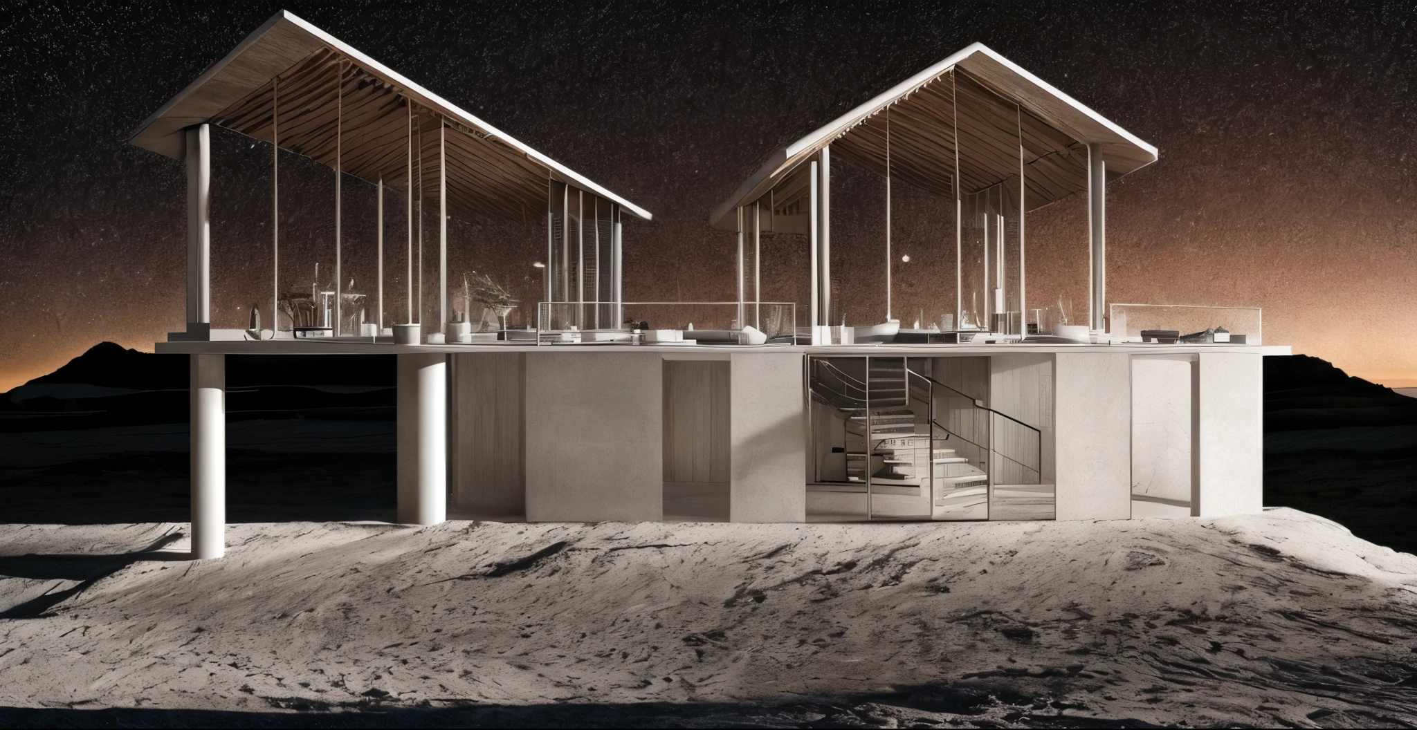 a gourmet space at the top of the column, Hora dourada, cinematic lighting, foto realista