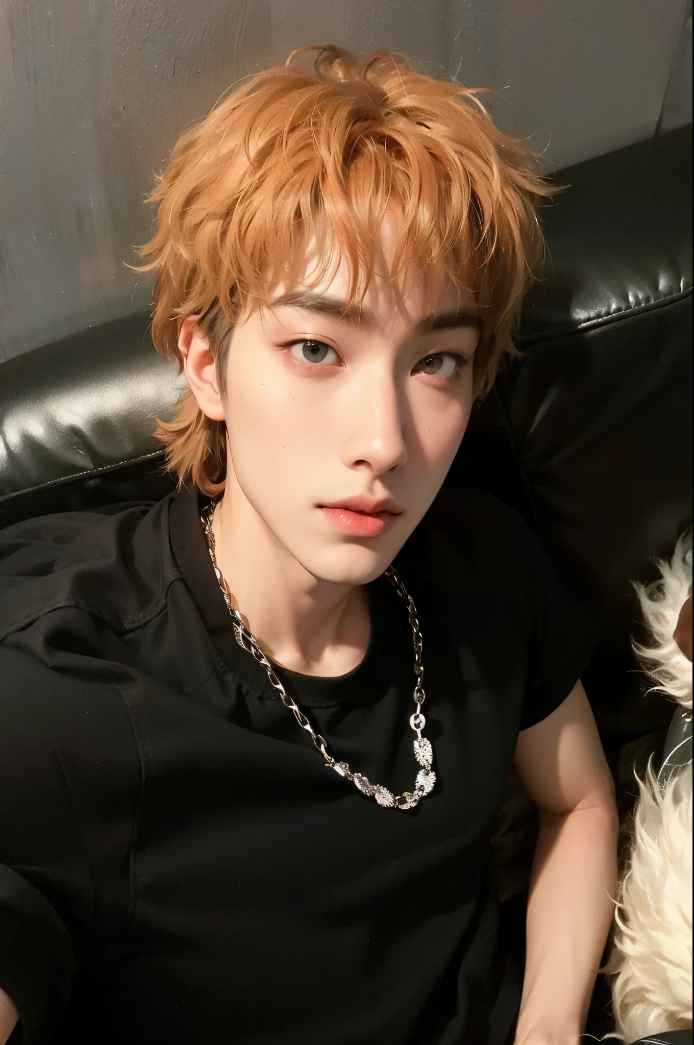 there is a young man sitting on a sofa with a dog, cai xukun, Jinyoung Shin, hyung tae, kim doyoung, hong junio hyung, diez lee, pintar ulzzang, TaeJune Kim, shin jeongho, sakimichan, jaeyeon nam, brillante por la lluvia, Jung Jaehyun, hsiao-ron, kpop boy, korean face, jiung p1harmony, korean male face