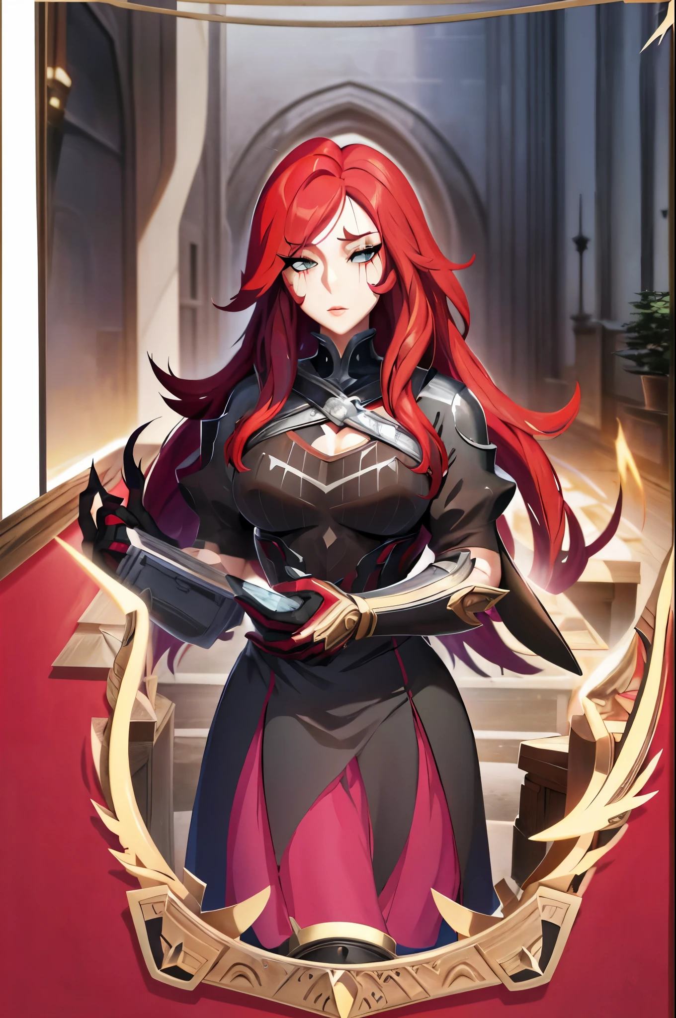 ((obra de arte, alta qualidade, high resolution,))
ao ar livre, sentado, 
Katarina/Battle Academia, housekeeper, 