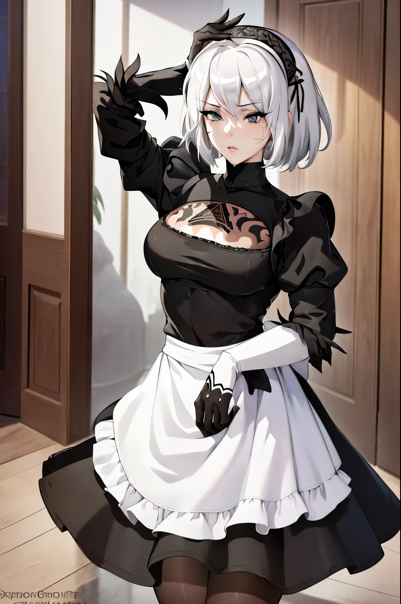 ((obra de arte, alta qualidade, high resolution,))
ao ar livre, sentado, 
2b nier, housekeeper, (((roupa de Maid)))