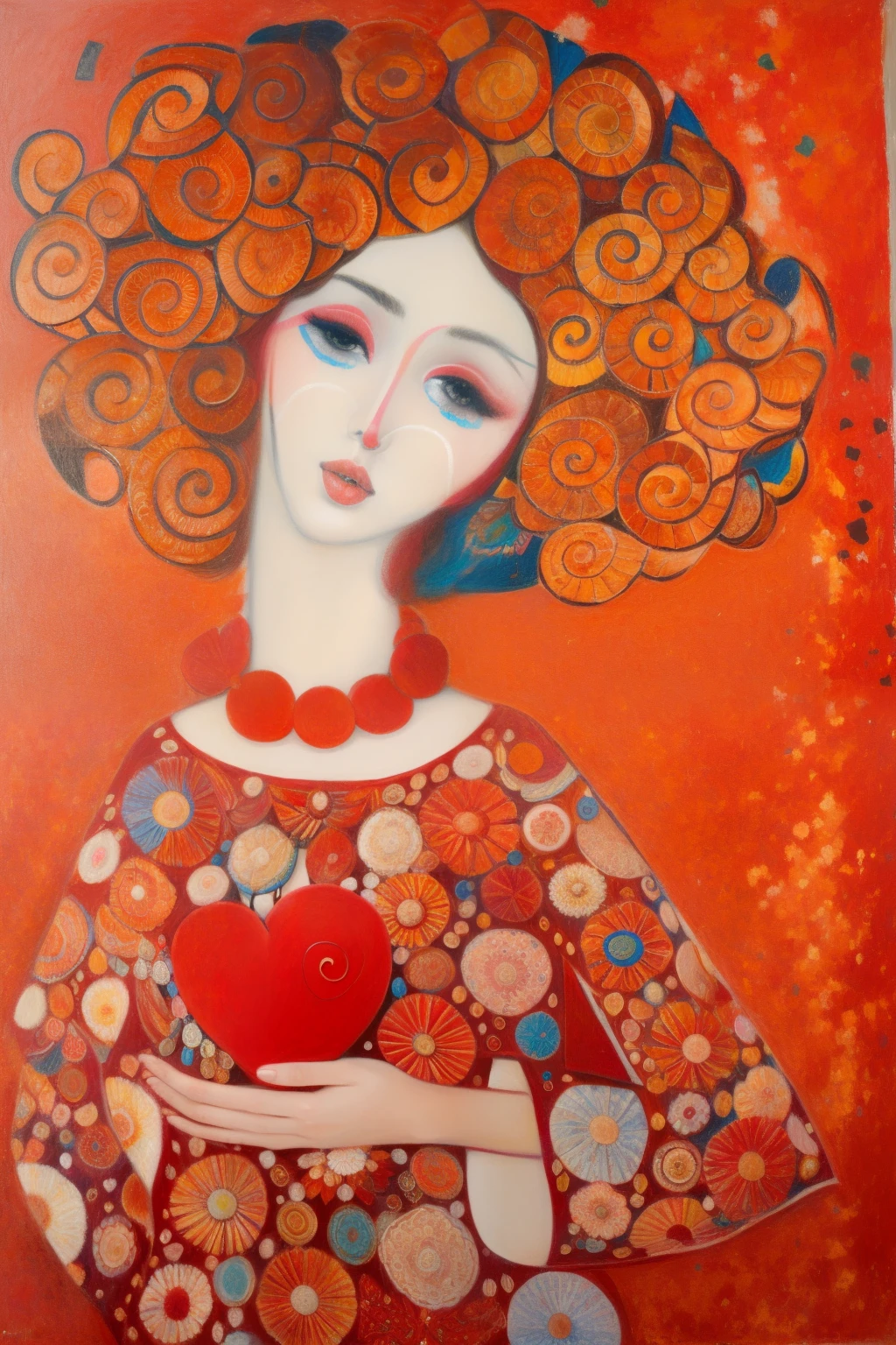 painting of a red-haired woman holding a red heart, por Miroslava Sviridova, por Nadya Rusheva, por Bencho Obreshkov, Direction: Olga Rozanova, por Ksenia Milicevic, Direction: Judy Takács, Direction: Svetlin Velinov, por Guity Newspaper, Direction: Orshi Drozdik