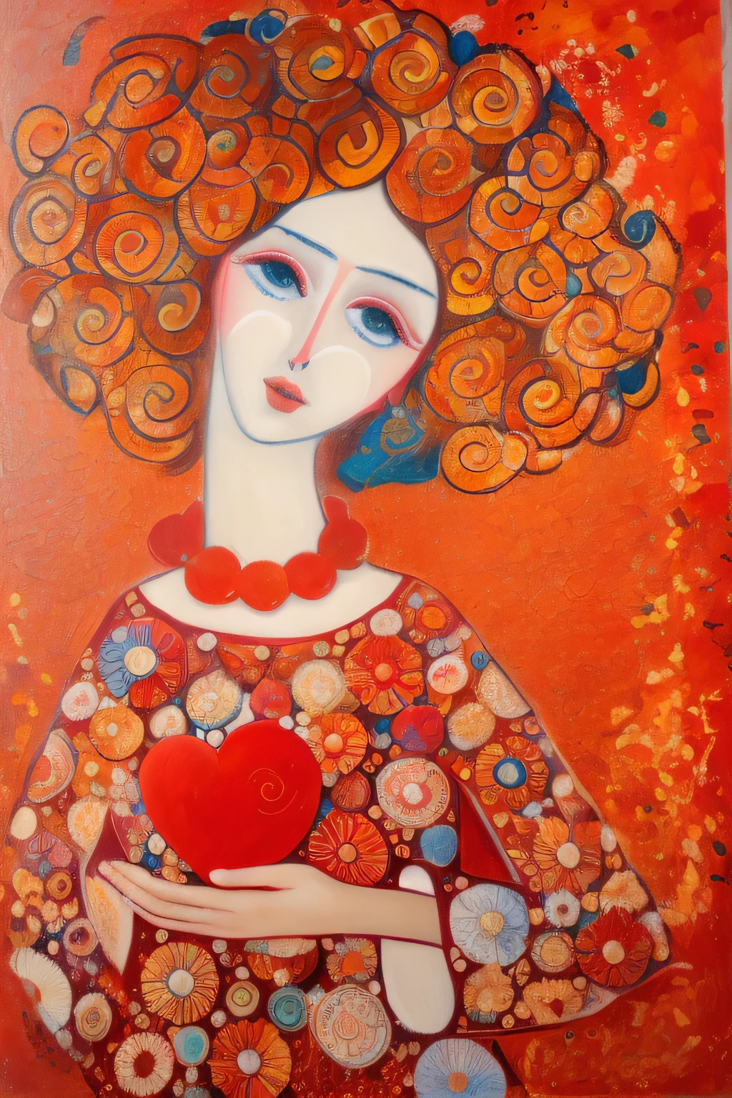 painting of a red-haired woman holding a red heart, por Miroslava Sviridova, por Nadya Rusheva, por Bencho Obreshkov, Direction: Olga Rozanova, por Ksenia Milicevic, Direction: Judy Takács, Direction: Svetlin Velinov, por Guity Newspaper, Direction: Orshi Drozdik