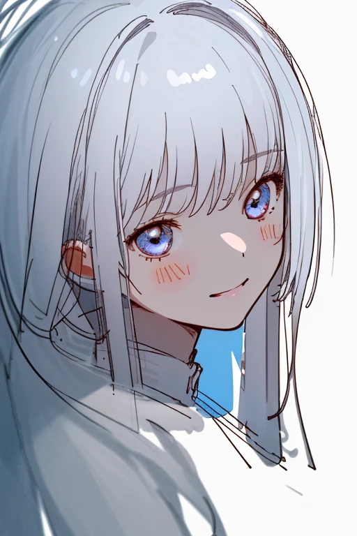 1girl, 😄, upper body, close-up Face, long hair, Each hair is fine and delicate, very rough sketch, Thin line, Roughly and roughly drawn illustrations, masterpiece, best quality, highres, White background,