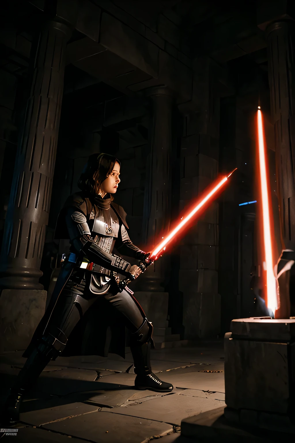 lightsaber battle at the Sith Temple 