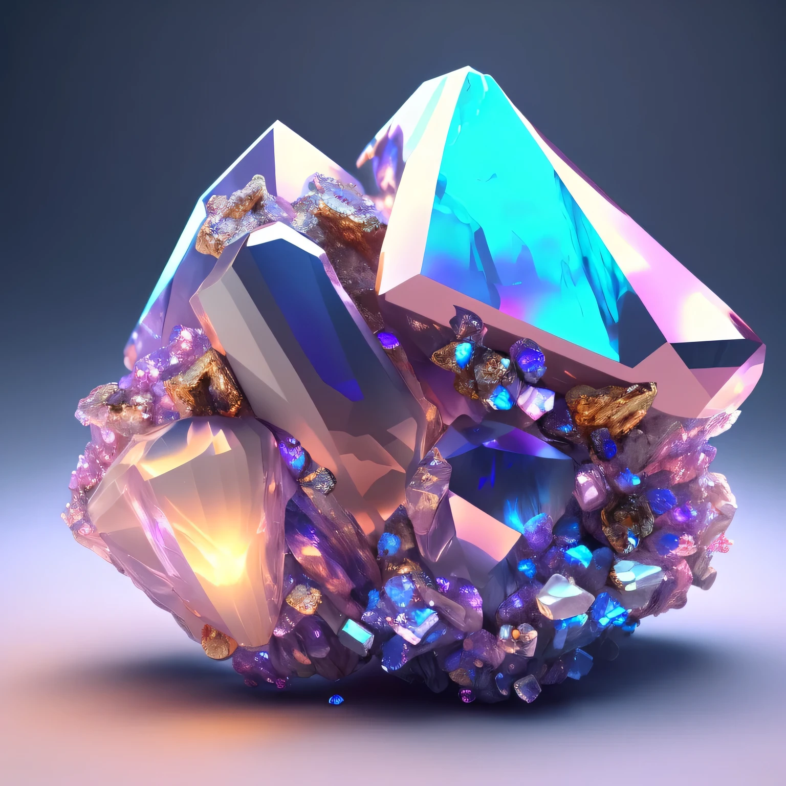 Dream-like art, beautiful minerals, rainbow colored crystal, Super detailed, incredible lighting, very detailed, 8K, unreal engine 5, 3D rendering、surreal