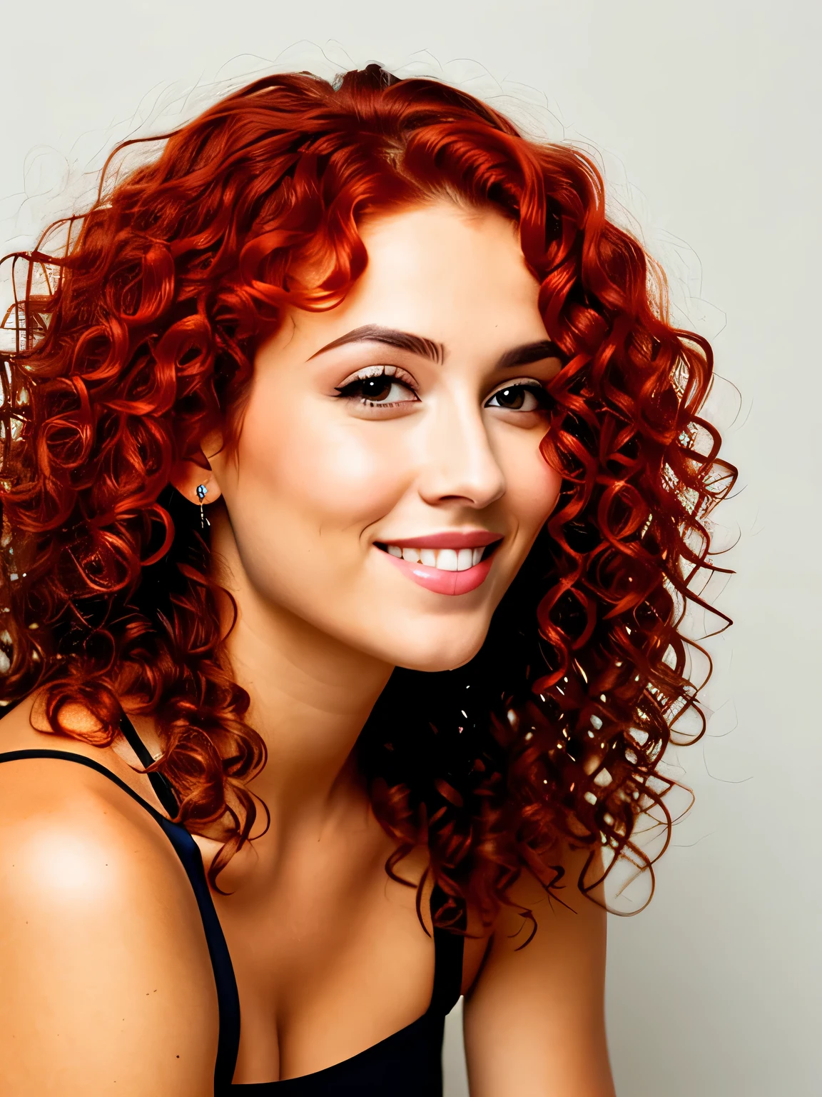 A woman with curly red hair