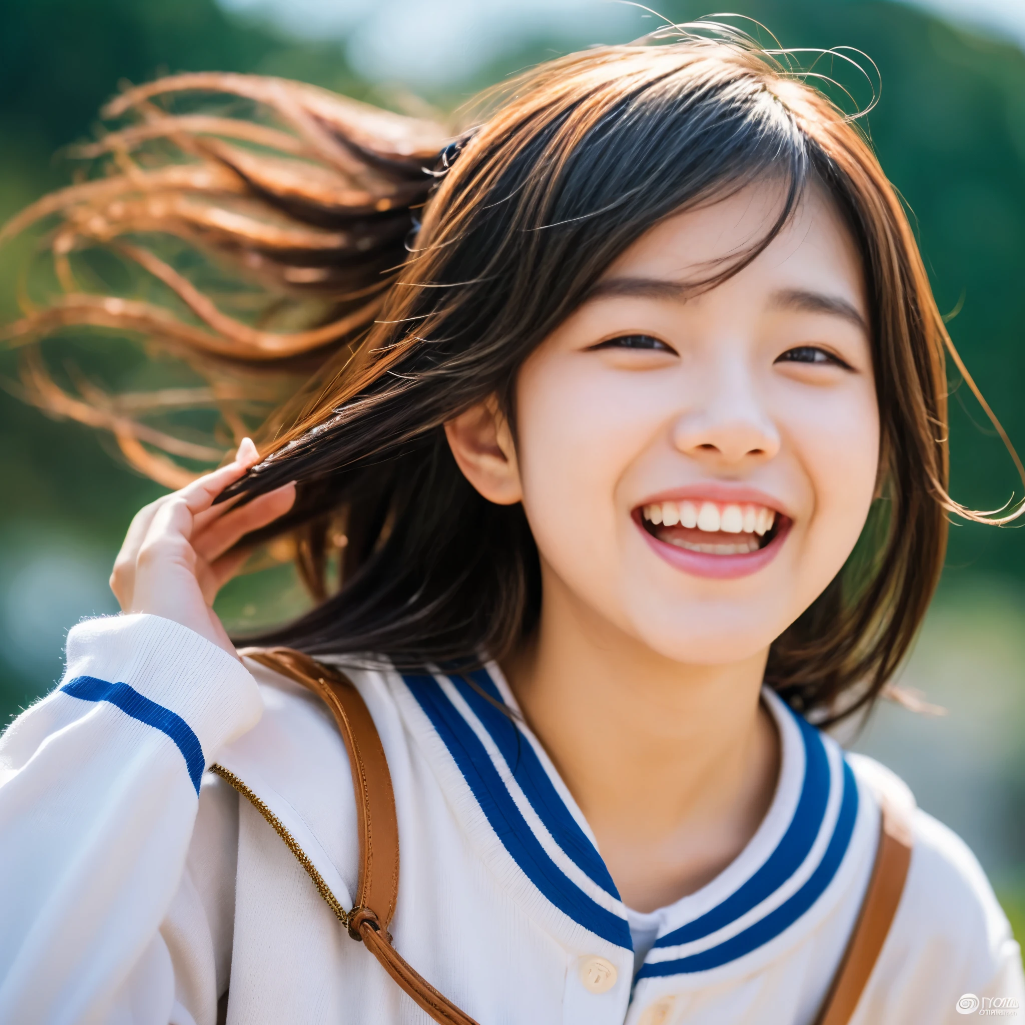 1 woman、18-year-old、masterpiece、highest quality、super detailed、born、Japanese、Chinese、like a korean idol、(small face:1.4)、eyeliner、laughter、(Curvaceous:1.4)、Handstand、dynamic pose、Wind、Slow motion、blur the background
