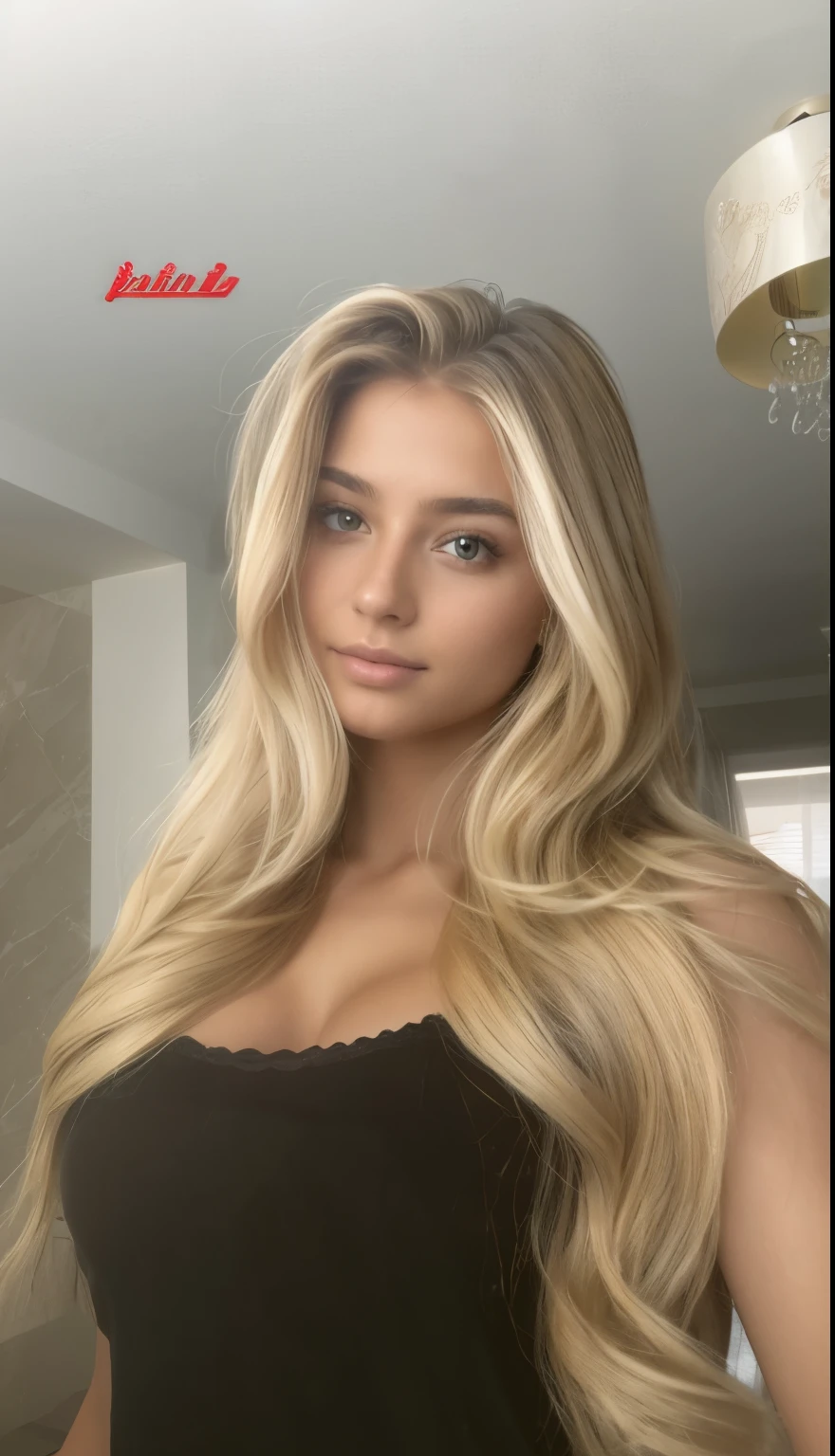 RAW photo, a 20-year-old Brazilian woman, blonde balayage, long hair, medium size breast, hour glass shaped body, (soft backlight), realistic, masterpiece, highest quality, lens flare, [[chromatic aberration]],best shadow, photorealism, hyperrealism, one girl,