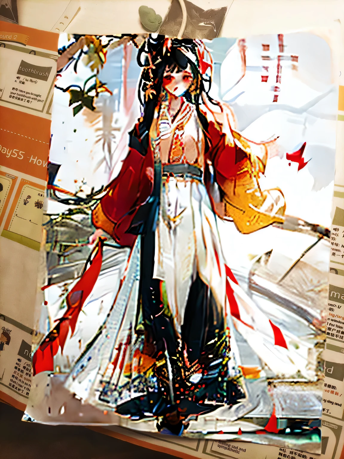 hanfu,black stockings,demon,has horns on its head,best work,bright colors