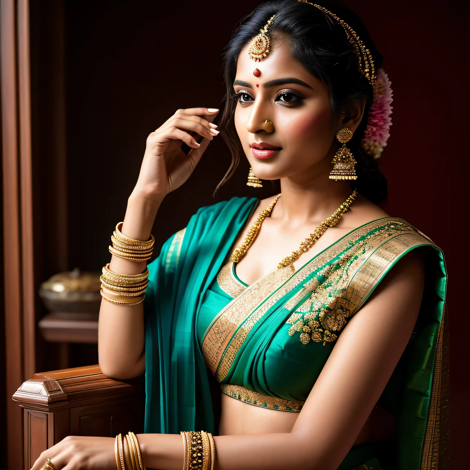 Foto RAW, ultra realistic, artsyle hyperrealism, photorealistic, photography, full body shot, master shot, Saree model, model Photography, Indian saree shoot, Indian traditional wear advertising photography, traditional wear brand shoot, indian girl 23 yo, sexy, seductive, masterpiece, realistic, realism, photorealism, high contrast, photorealistic Artstation 8k HD digital art trend of high definition and detailed realistic skin texture, ultra detail, realistic skin texture, armature, best quality, ultra high definition, (photorealistic:1.4),, high resolution, detail, raw photo, Re sharp, by Lee Jefferies Nikon D850 Film Stock Photo 4 Kodak Portra 400 Camera F1.6 Lens Rich Color Ultra Real Realistic Realistic Textures Dramatic Lighting Unreal Engine Trending at Art Station Cinestill 800,(pele altamente detalhada: 1.2), 8k UHD, DSLR, soft-lighting, alta qualidade, grain of film, Fujifilm XT3