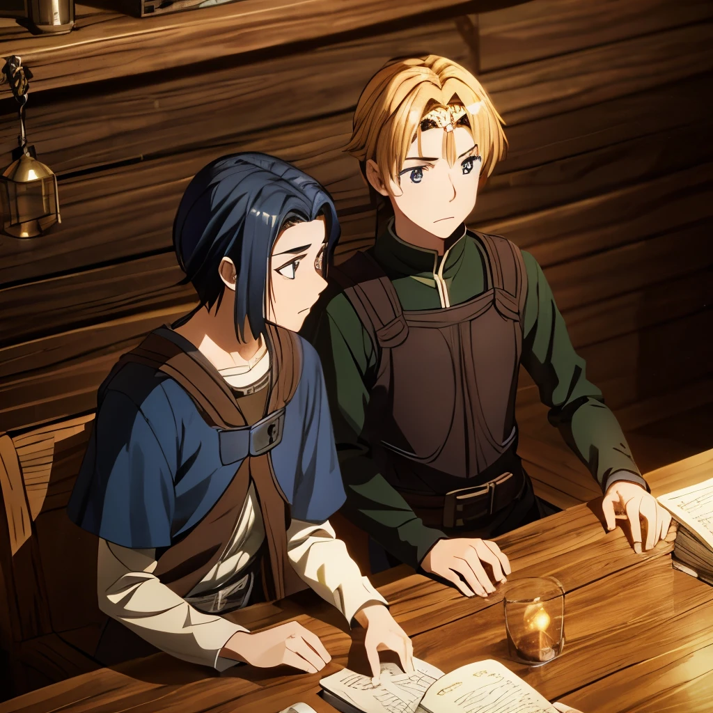 A young 17 year old boy in the middle ages, com olhos castanhos, cabelos castanhos e enrolados, com roupas de mago