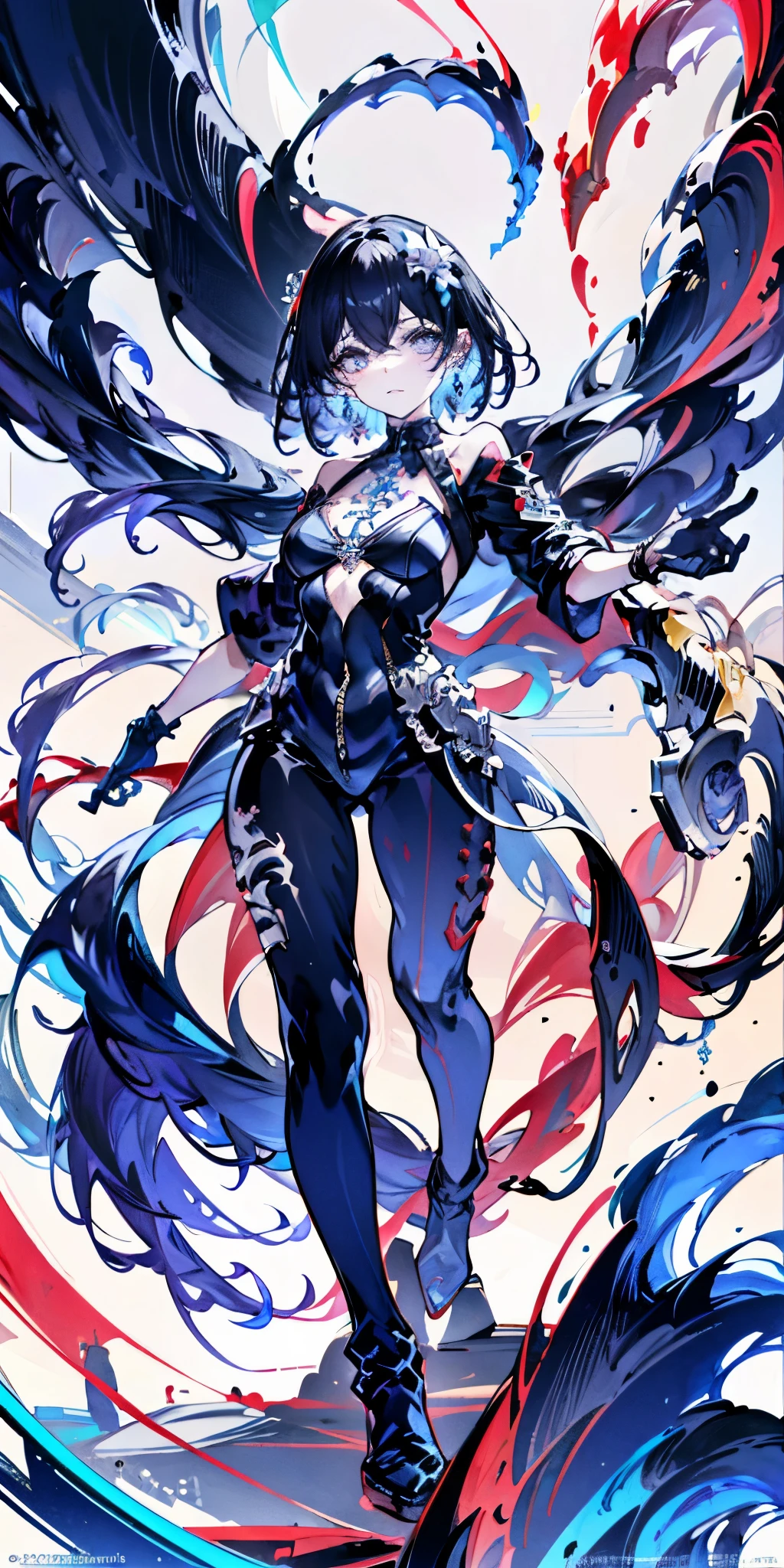 (masterpiece,top quality,best quality,official art,Beauty and aesthetics:1.2),(1 girl:1.3),The content is very detailed,(fractal art:1.1),(a color:1.1)(flowering:1.3),most detailed,( Zentangle:1.2), (dynamic poses), (abstract background:1.3), (shiny skin), (Many colors:1.4), ,(earrings:1.4),exposed