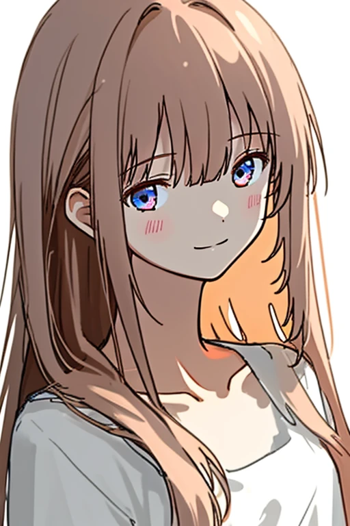1girl, 😄, upper body, close-up Face, long hair, Each hair is fine and delicate, (Collarbone:0.8), very rough sketch, Thin line, Roughly and roughly drawn illustrations, masterpiece, best quality, highres, White background,