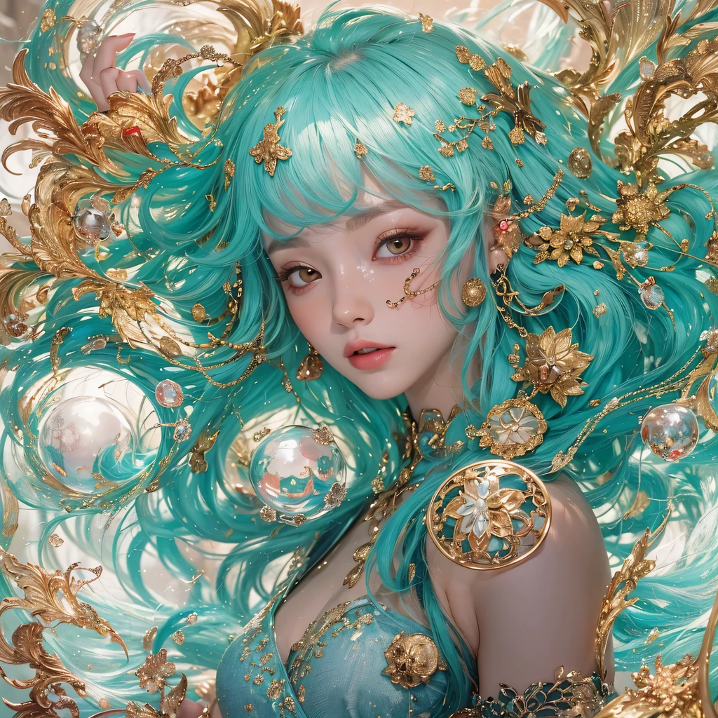red blue color,enamel,agate,A flesh-colored world,Blood Blue Maiden 32k(masterpiece,HD,Aoyama Pond,超HD,32k)long flowing bright blue hair,blood pool,Ziddink, a color,grumpy (After greeting), (Linen scarf), fighting stance, looking at the ground, long white hair, Floating bright blue, Fire cloud gold headdress, Chinese long-sleeved gold silk burgundy garment, (Abstract metaverse splash:1.2), White background,Peony flower vitality protector(realistically:1.4),bright purple hair,Smoke on the road,The background is very pure, high resolution, detail, RAW photos, Sharp Re, Nikon D850 film photo by Jefferies Lee 4 Kodak Portra 400 camera F1.6 guns, colorful, Ultra-realistic and vivid textures, dramatic lighting, Unreal Engine Art Station Trend, Sinest 800,一个有着long flowing bright blue hair的女孩,huge colorful bubbles