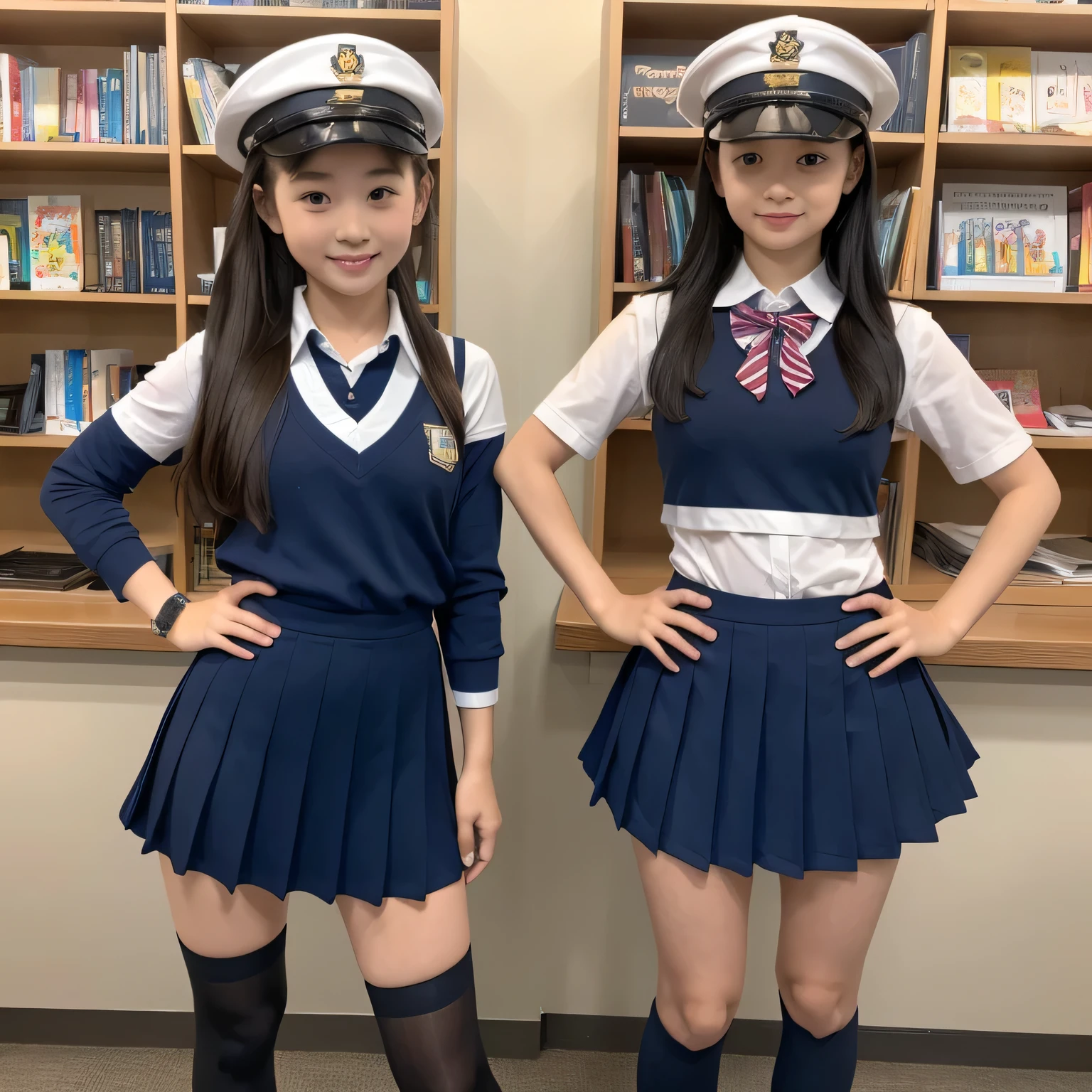 Two naughty young women in uniform posing for a photo, Seifuku, Two Japanese female students posing, Japanese School Uniform, JK Uniform, wear Japanese , Latex Costume，in blue and yellow clothes, sakimimichan, Ayami Kojima and Ryde Caldwell, Promotional Photos, Promotional Photosgraph, Japanese girls uniform, publicity photo, Promotional Photos, wear 