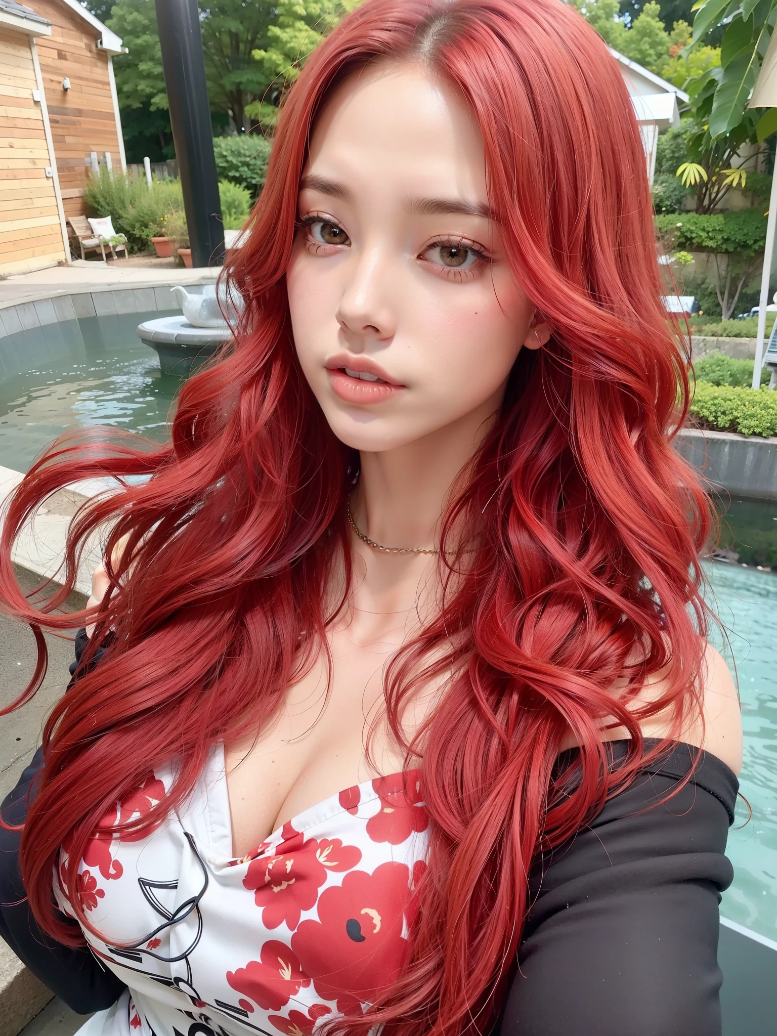 a close up of a woman con el pelo largo y rojo posing for a picture, con pelo rojo rizado, pelo largo y ondulado rojo, con el pelo largo y rojo, pelo largo y rizado rojo, pelo rojo fuego ondulado muy largo, Cabello rojo ondulado y vibrante, pelo rojo largo y ondulado, estilo de color rosa y rojo, pelo ondulado rojo sucio, coral brown hair, with pelo rojo largo y ondulado