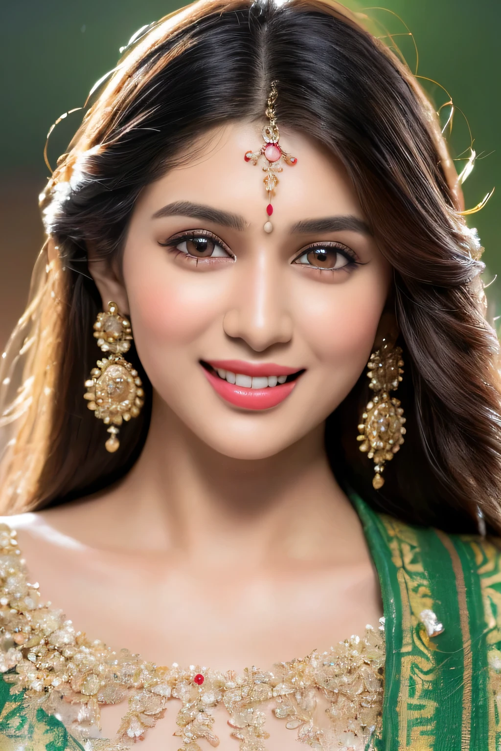 (A hyper-realistic), (illustration), ( high resolution), (8K), (highly detailed), (The best illustration of beautiful detailed eyes), (top-quality), (ultra-detailed), (masterpiece), (beautiful smiling face), long hair, Earrings with bangs, ((20 year old Indian beautiful girl)), (((wearing Red Colour coat ))) , (((Glamorous body))) , Elegant Pose, Seduction pose, Looking at the camera
