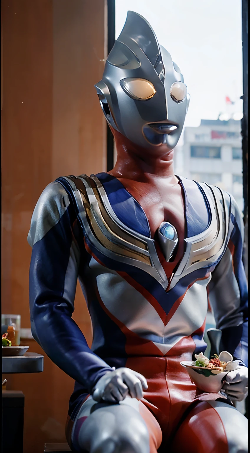 Ultraman cosmos, a Man, Korea, Funny, He was eating lunch