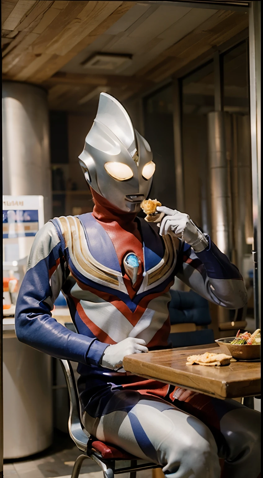 Ultraman cosmos, a Man, Korea, Funny, He was eating lunch