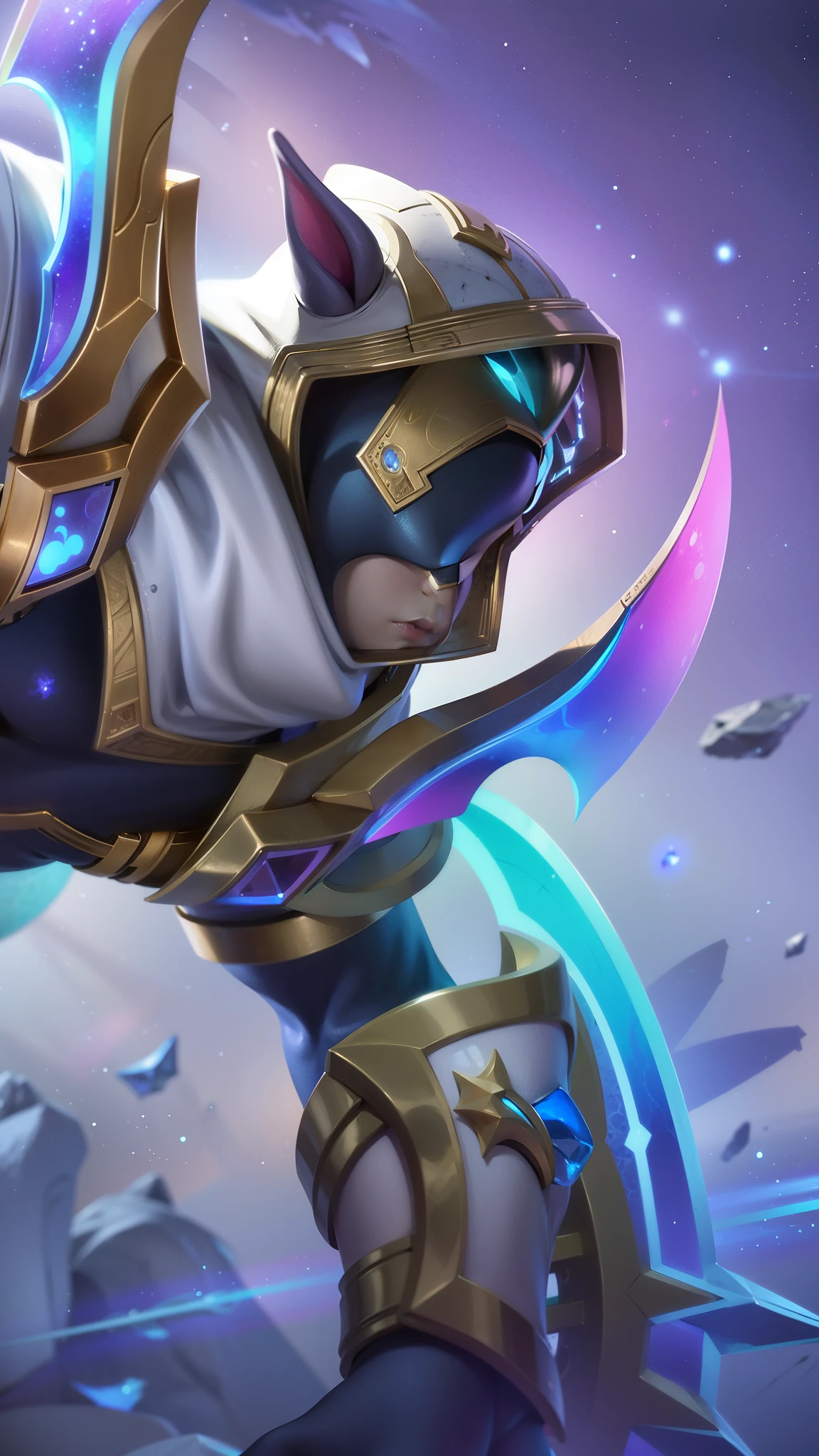 masculine male, masterpiece, ((perfect eyes)) best quality, (semirealism:1.9), beautiful lighting, (extremely detailed CG unity 4k fhd wallpaper), High Detail, Sharp focus, dramatic outdoors, a close up of a person in a blue and gold outfit, splash art, nasus, ashe, mobile legends, official splash art, league of legends character, league of legends splash art, wild rift, inspired by Yi Inmun, league of legends splashart, astri lohne, league of legends art, style league of legends, from league of legends.