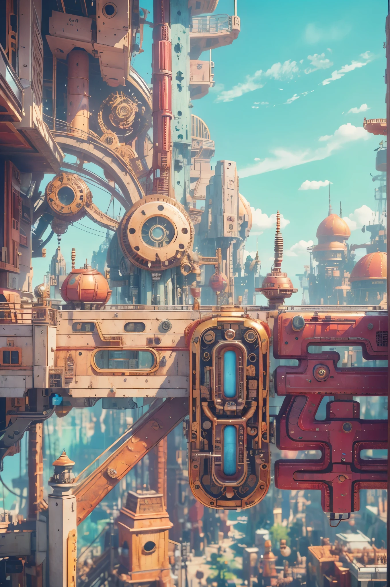 (number art,steampunk),Metal signs, gears, wires, cables, sparks, screws, (3d sculpture,rendering by octane,volumettic light,Natural soft light,), (super delicate:1.2, lose focus:1.2, extremely colorful, Cinematic Lighting, Chiaroscuro,Ray Tracing), Masterpiece, super rich,super detailed,8k,meccog