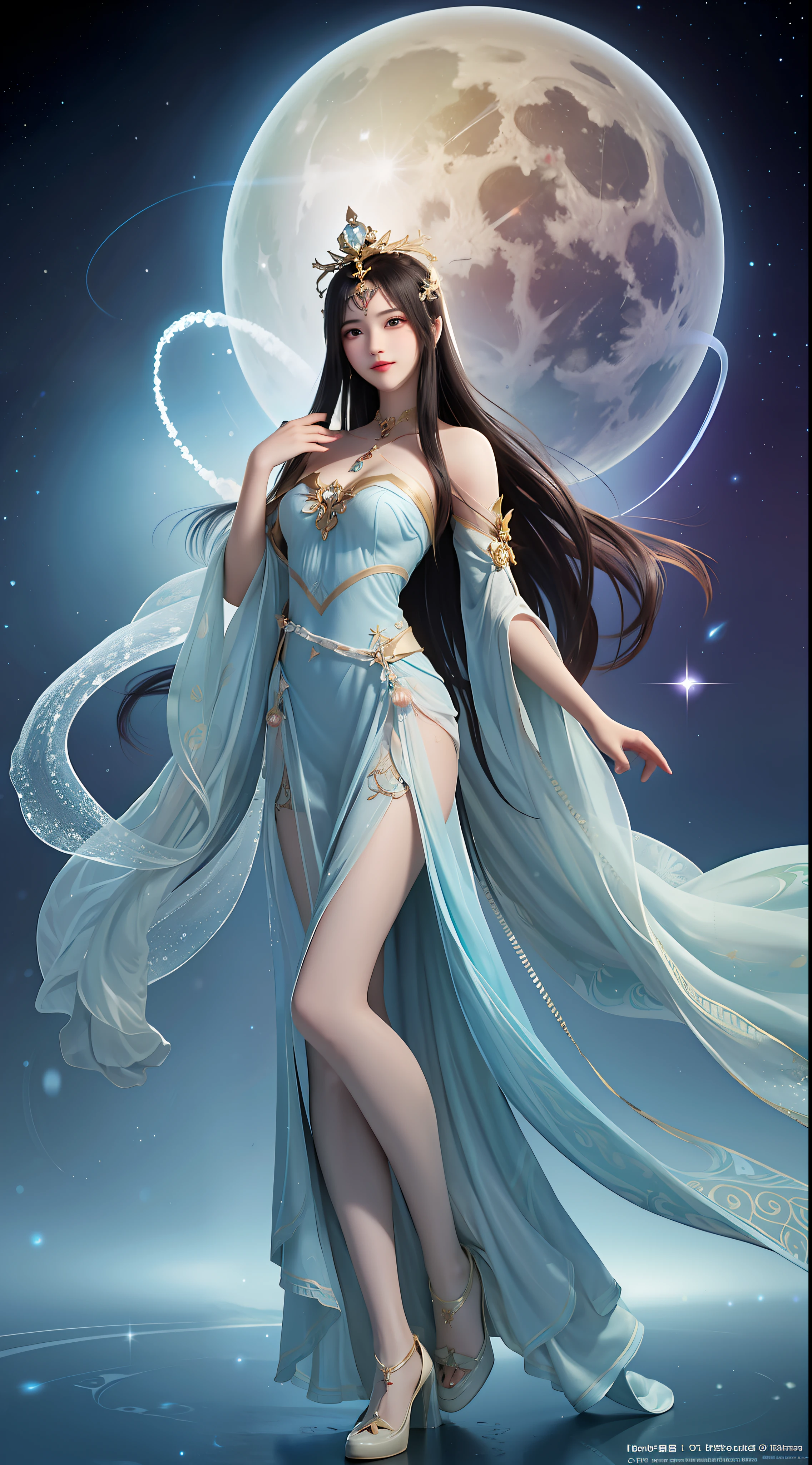 Under the endless starry sky of the universe,A goddess stands there,Her beauty and mystery are stunning。Her figure looked so small in the starry night sky,But it exudes an indescribable majesty。Her eyes sparkle like stars,Reflecting the endless mystery and beauty of the universe。
The goddess wears a gauze-like robe,The moonlight shines on her body,Make her figure more dreamy。Long hair hanging down from shoulders like a waterfall,Swaying gently in the wind,Like the rippling stars in the night sky。
Her hands gently held up a brilliant planet。,It's like holding the entire galaxy in the palm of your hand。Her eyes travel through time and space,Explore the endless mysteries of the universe。around her,Countless meteors pierce the night sky,Like the hem of her skirt fluttering gently。
against this magnificent background,The goddess’s face is like the brightest star,gentle yet firm。She seems to control the life and death of the entire universe,But with a compassionate heart,Caring for all sentient beings in the world。her existence,Make the starry sky more charming,Make the universe more mysterious。
This cosmic goddess under the starry sky,It represents the endless mysteries of the universe,It also carries the endless yearning of mankind。She is like a symbol of eternity,stand there forever,Guard the stars and the sea。Full body image,Yuzu