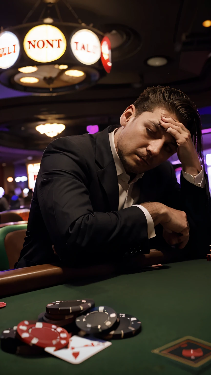 Homme fou, depressed and paralyzed with fear in a casino
