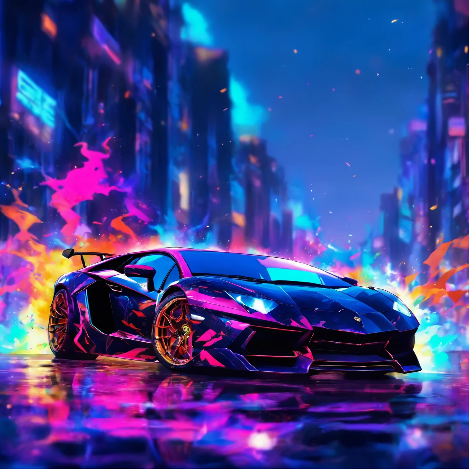 Sport lamborghini aventador, (( black)), intense colors