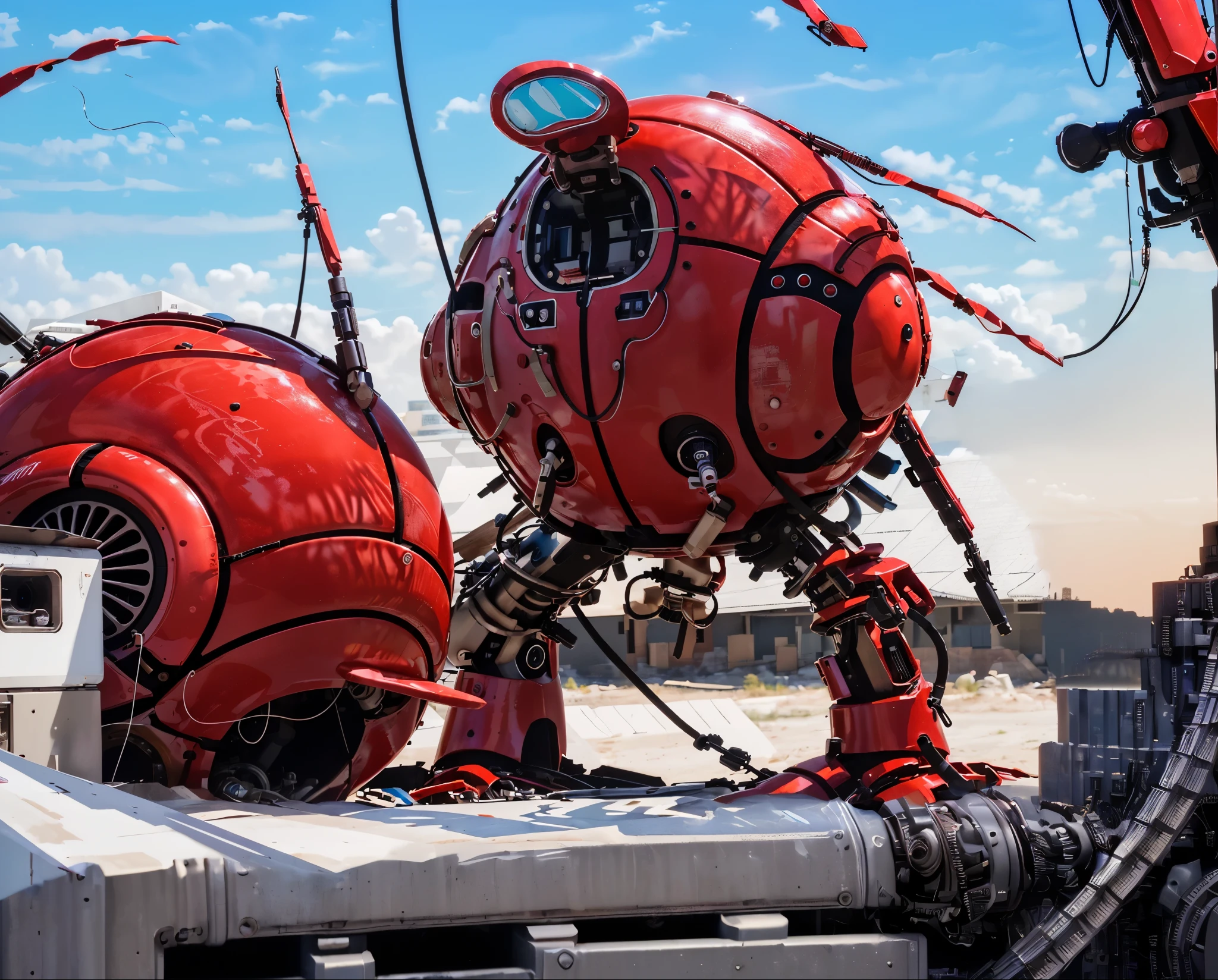 a robot with new details,(best quality,ultra-detailed,highres:1.2),metallic shiny materials,mechanical gears and wires,advanced technology,LED lights,steampunk style,blue color tone,studio lighting