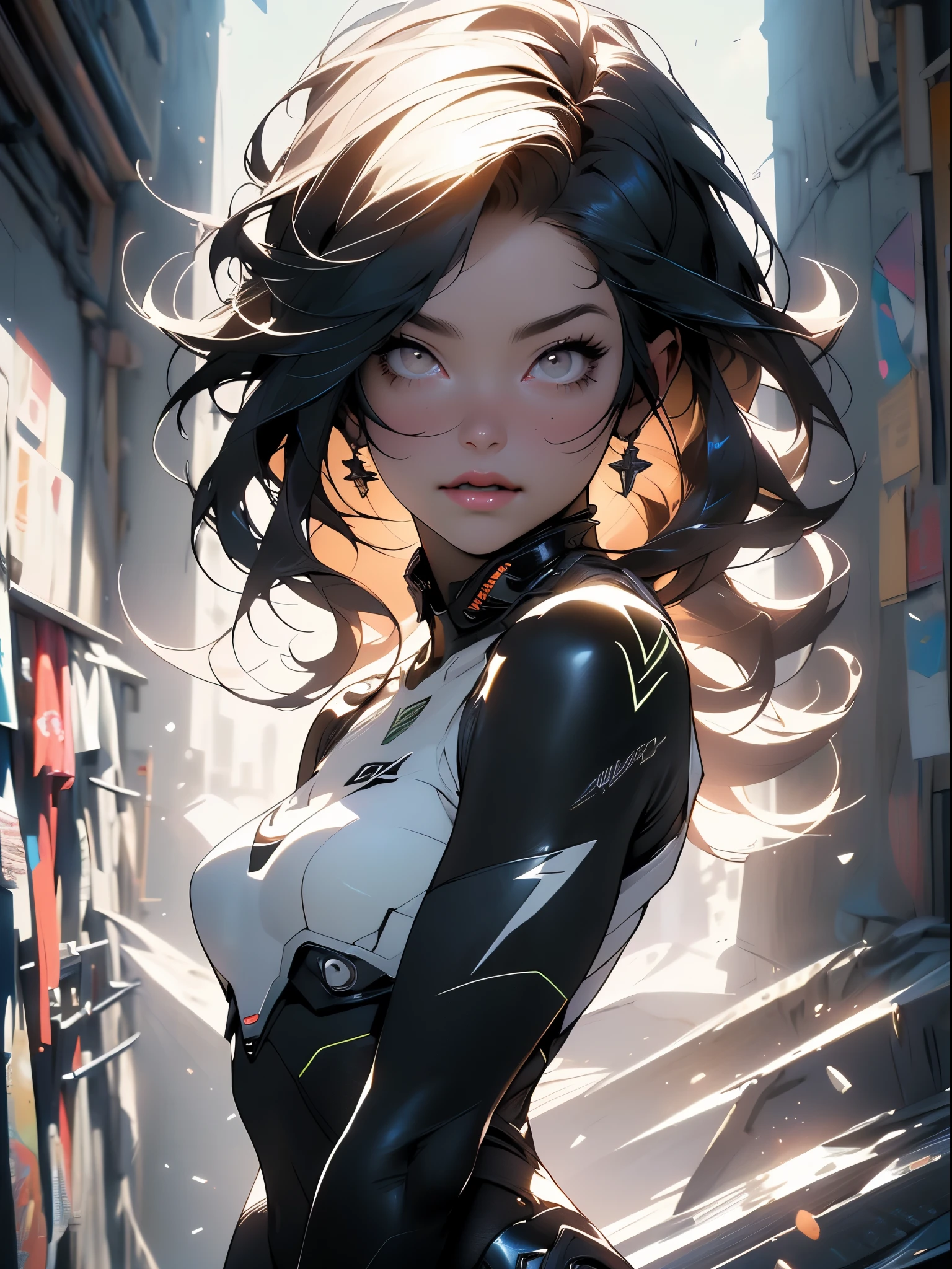 (Mejor calidad), ((obra maestra), (Detalle: 1.4), 3D, Una hermosa mujer cyberpunk, HDR (High dynamic range), mujer blanca yong, Cara limpia, pose sensual, piel brillante, Alto contraste, Cabello Mohawk De Color Corto, Lightning graphics by clothing, On a lunar station, The boats can be seen through the window, Ropa de raso, trazado de rayos, NVIDIARTX, super resolution, irreal 5, subsurface dispersion, texturas PBR, Postprocesamiento, Anisotropic filtering, profundidad de campo, maximum sharpness and sharpness, Texturas multicapa, Mapas de albedo y mejora, Sombreado de superficie, Accurate simulation of interactions between light materials, proporciones perfectas, renderizado de octanaje, Luz bicolor, Gran apertura, ISO bajo, balance de blancos, Regla de los tercios, 8K CRUDO,