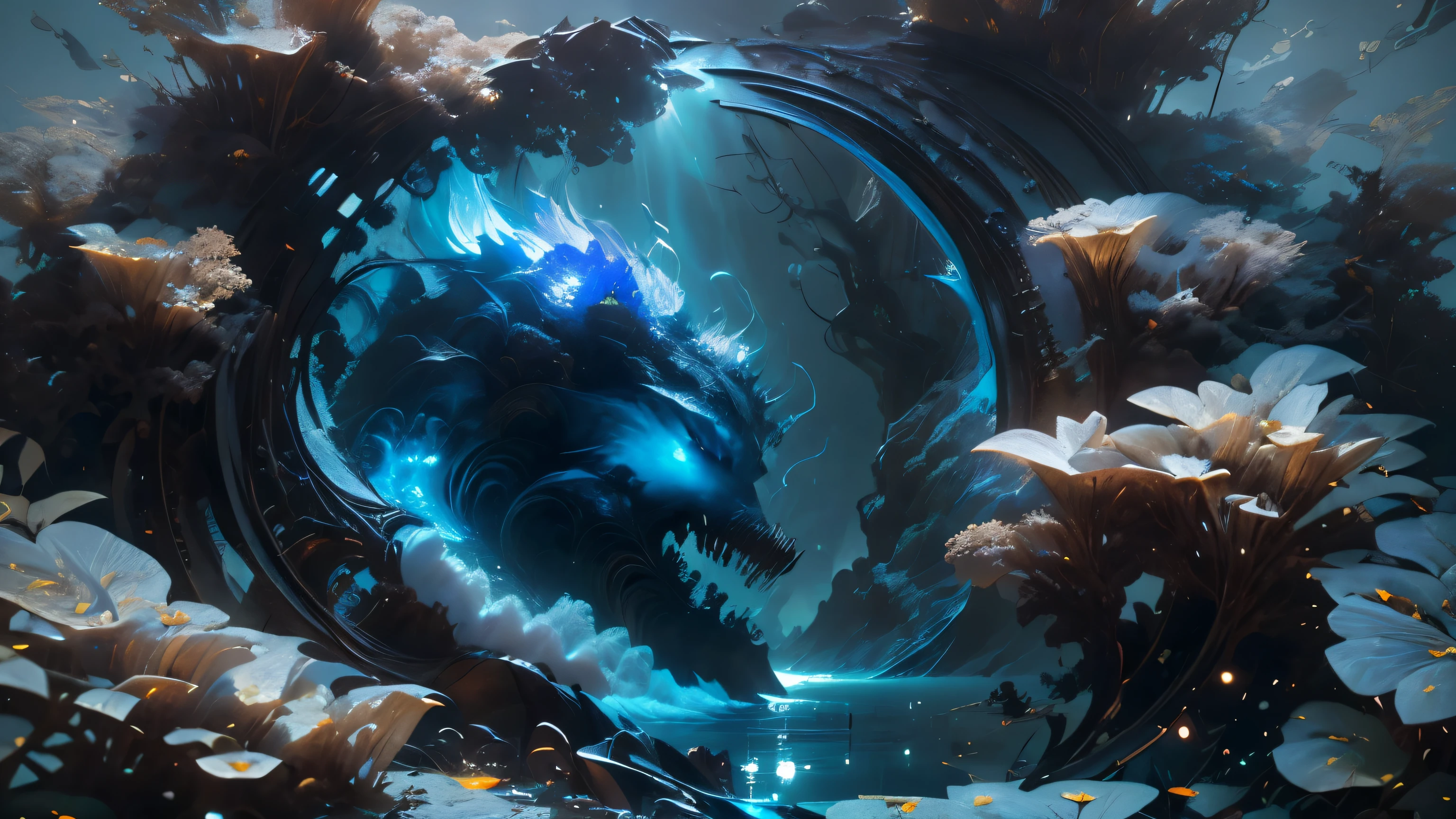 ((Marine art logo)) !top quality! masterpiece! High quality logo. 3D visualization. unreal engine. top quality, details, textures, materials, and clear forms (smooth glass, synthetic material, fake diamonds, plastic, metal). Blue radiance from the depths of forms, Marine art logo!, 3D логотип. One . Front camera view, art deco, high detail, modern, gothic art, Fauvism, modern Art, constructivism, pop art, Hyperrealism, pixar, depth of field, glowing light, ray tracing, light reflection. Hydrangeas, park, lake, small hill, Pebble path, Wallpaper, art deco, high detail, Cubist Futurism, surrealism, modern, gothic art, atmospheric perspective, panorama, perspective, Diffraction spikes, masterpiece, Best quality, anatomically correct, high details, 8K .