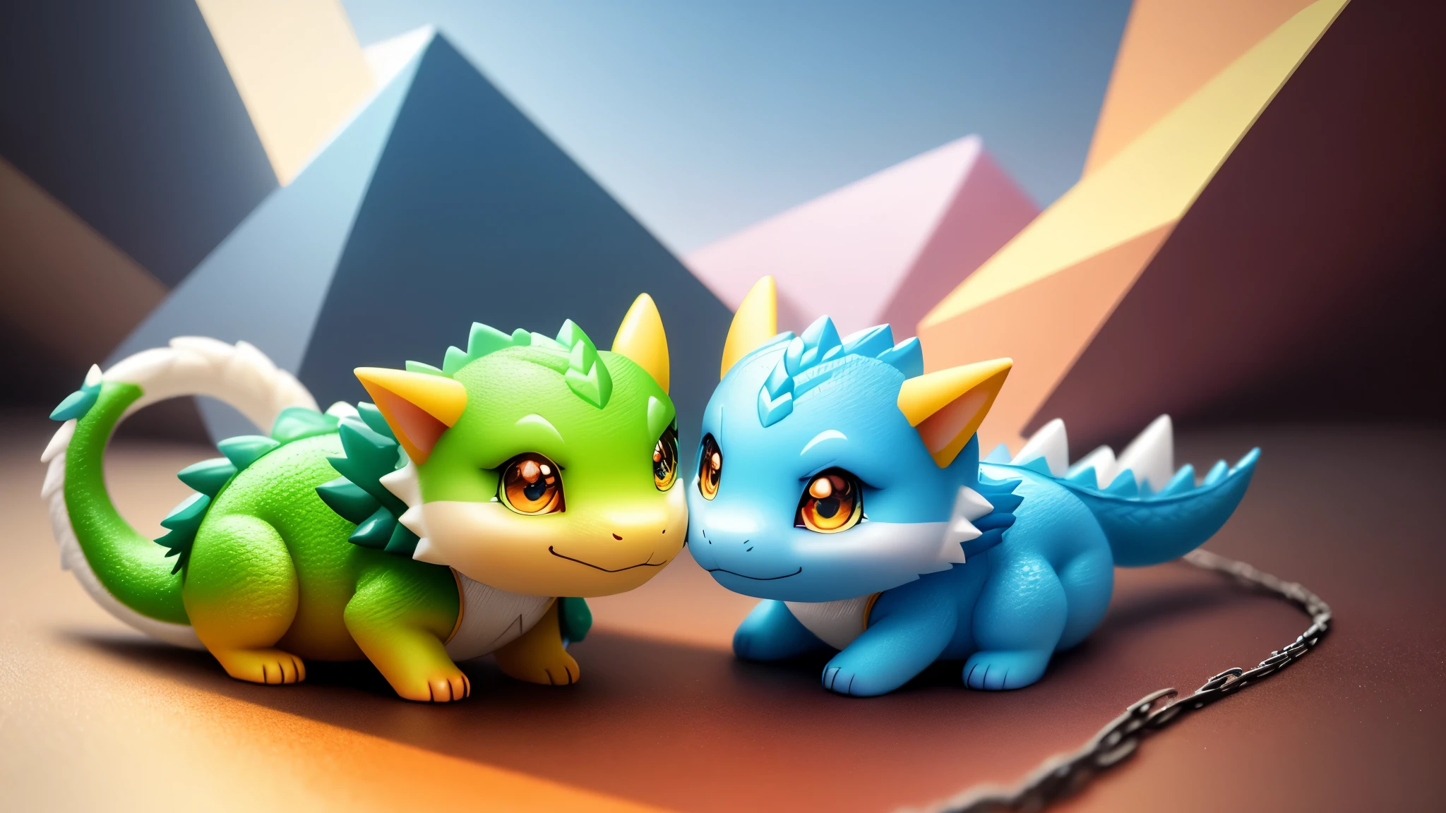 Gorgeous tiny hyperrealistic dragon with realistic eyes and bright different colors taking care of a necklace, Chibi, adorable and cute, logo design, cartoon, cinematic lighting effect, charming, 3D vector art, cute and quirky, fantasy art, bokeh, hand drawn, digital painting, soft lighting, isometric style, 4K resolution, photorealistic rendering, highly detailed cleaning, vector image, photorealistic masterpiece, professional photography, simple space scenery, isometric, vibrant vector
