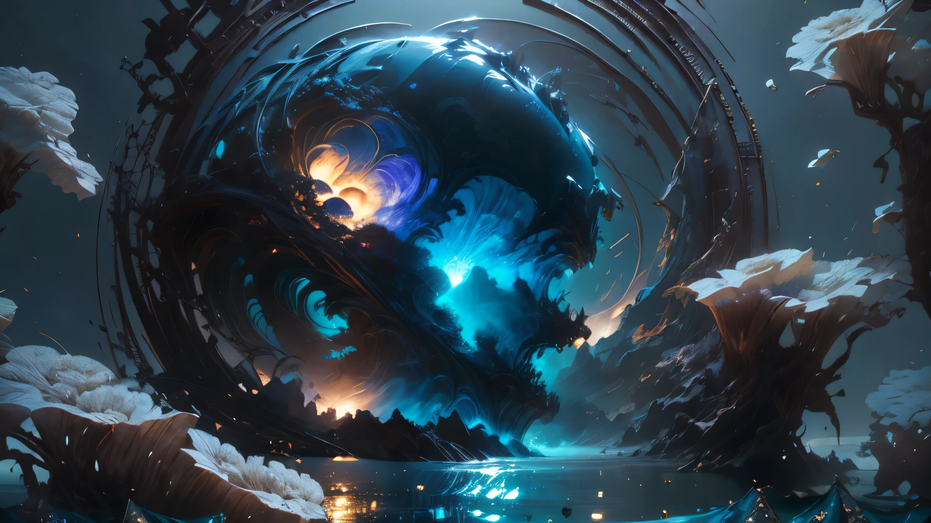((Marine art logo)) !top quality! masterpiece! High quality logo. 3D visualization. unreal engine. top quality, details, textures, materials, and clear forms (smooth glass, synthetic material, fake diamonds, plastic, metal). Blue radiance from the depths of forms, Marine art logo!, 3D логотип. One . Front camera view, art deco, high detail, modern, gothic art, Fauvism, modern Art, constructivism, pop art, Hyperrealism, pixar, depth of field, glowing light, ray tracing, light reflection. Hydrangeas, park, lake, small hill, Pebble path, Wallpaper, art deco, high detail, Cubist Futurism, surrealism, modern, gothic art, atmospheric perspective, panorama, perspective, Diffraction spikes, masterpiece, Best quality, anatomically correct, high details, 8K .
