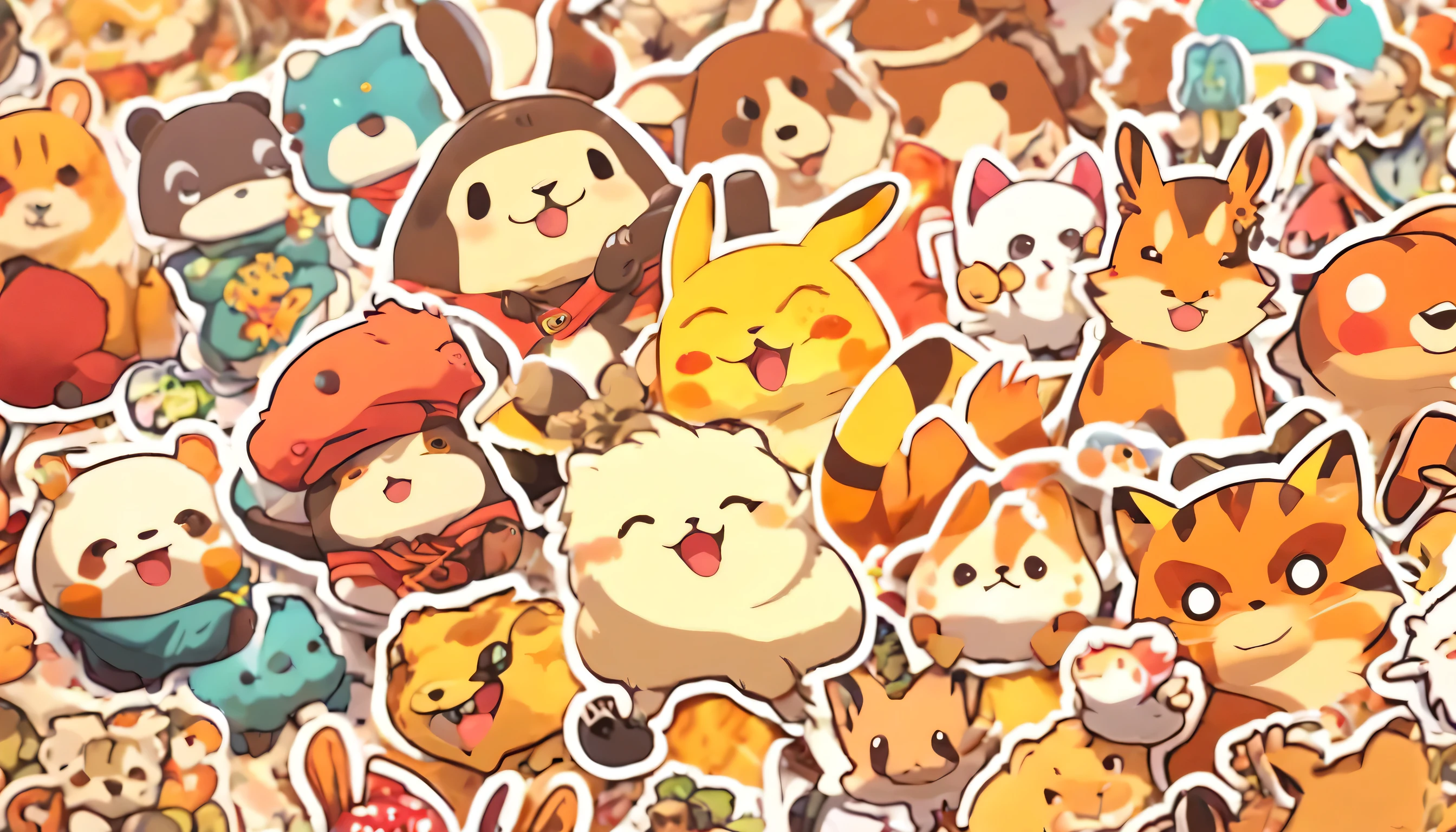 Cartoon stickers of various animals，Every sticker is clearly visible