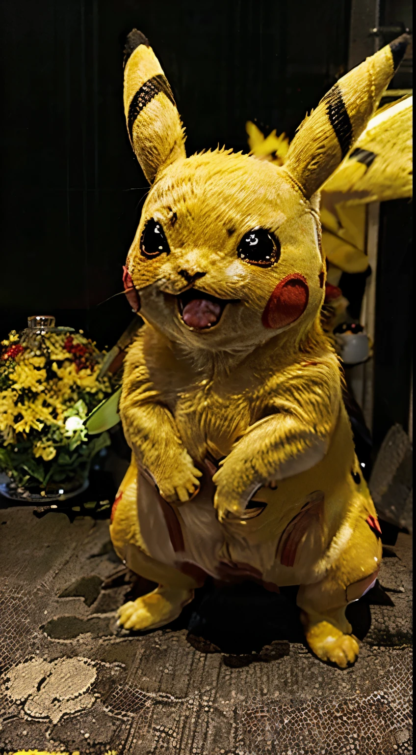 Masterpiece, Highest Quality, Ultra-Detailed, Hyper-Real, ((pikachu)), Become a Pokemon herder, Perfect Face, FOTO FRONTAL, cinematic lighthing, full body,