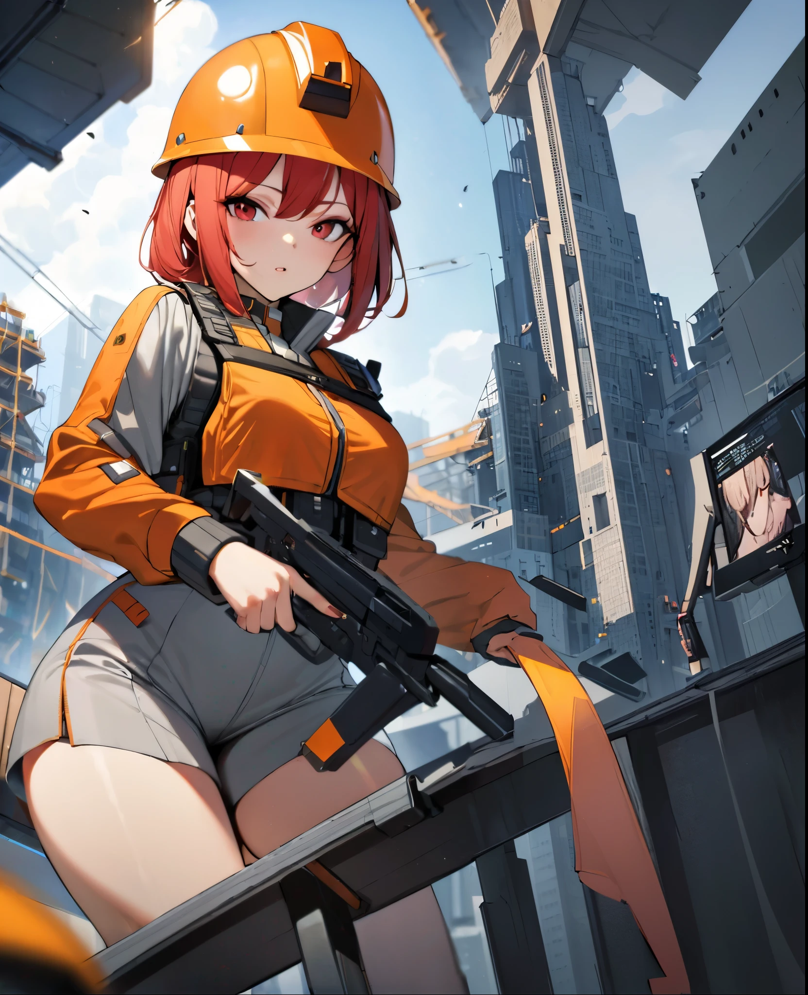 (best quality,4k,8k,highres,masterpiece:1.2),ultra-detailed,(realistic,photorealistic,photo-realistic:1.37),sci-fi,architecture,building construction,advanced technology,metallic structure,futuristic design,complex machinery,cranes and scaffolding,electronic displays,blueprints,workers wearing futuristic exoskeletons,hovering drones,nighttime scene,neon lights,glowing windows,artificial intelligence,robots assisting construction,high-tech materials,energy-efficient systems,environmentally sustainable,skyline view,alien elements,interstellar theme,otherworldly atmosphere,larger-than-life scale,impressive grandeur,imposing presence,urban landscape,vivid colors,industrial feel,impressive architectural details,imposing structures,sleek and sleek design,awe-inspiring,innovative engineering,creative vision,surrounded by lush green gardens,seamlessly blending nature and technology