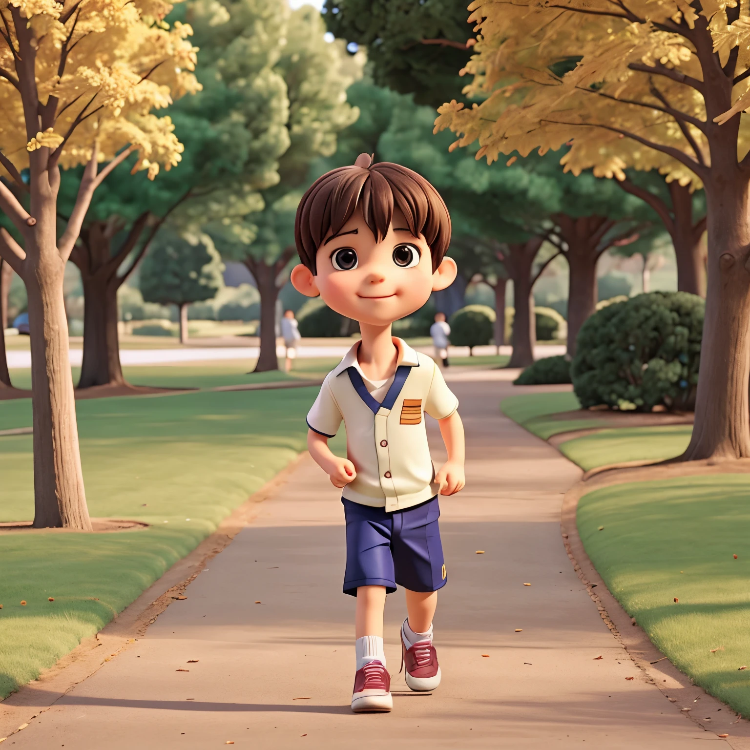 5 boy running in the park with his penis erect
