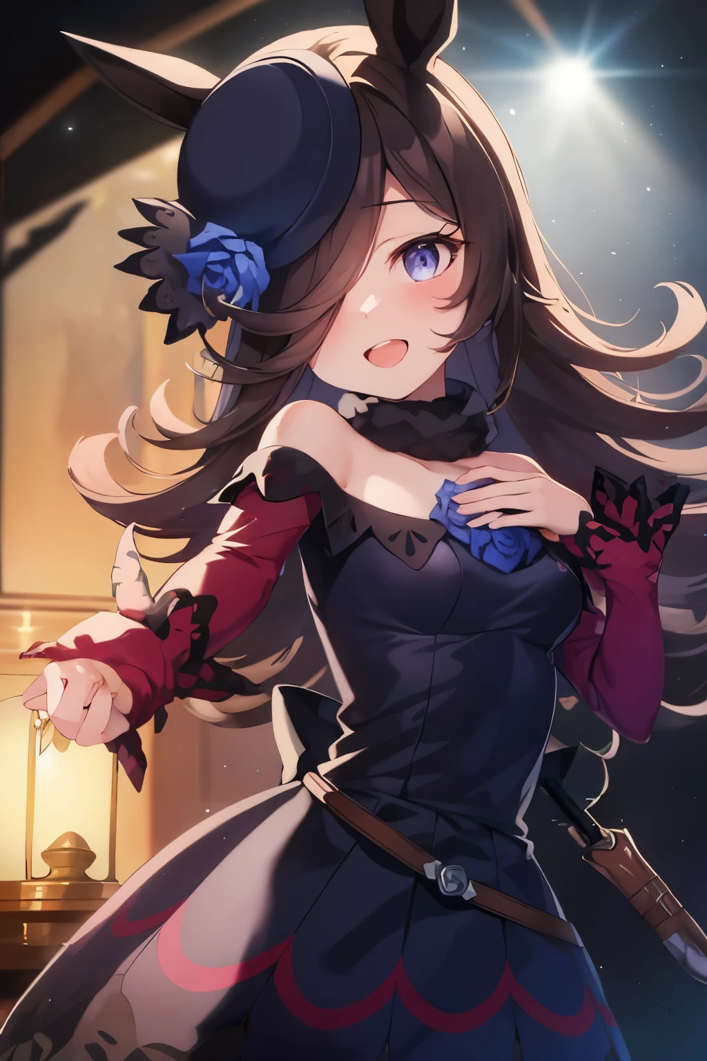 (table top.highest quality).(dynamic angle). (CG painting with very impressive details),(perfect image)、comic strip.shape.1 girl.detailed face、perfect face.delicate face、girl wearing a delicate uniform、rough skin、black hair.length、(Umamimi Girl)Umamimi Girl、((beautiful blue eyes)).delicate and beautiful eyes、fine eyes、reflected eyes、smile.(look at the audience:1.3).(face is a little red:0.8)、8k wallpaper、cowboy shot、reflected light、most detailed、Complex、delicate background、rough skin、fine skin、(super resolution)、wearing a uniform