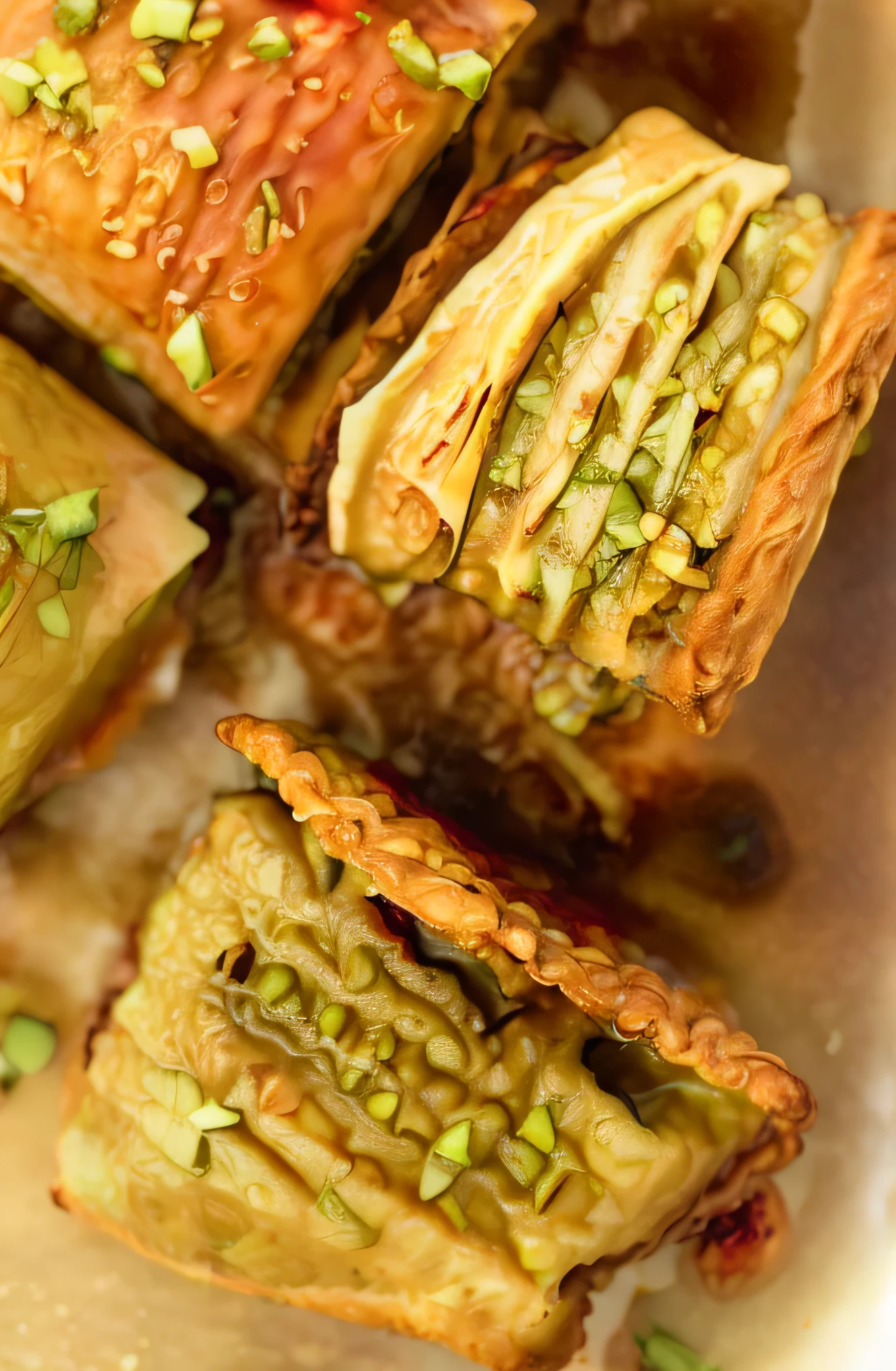 a close up of a plate of food with a variety of pastries, stunning visual, luscious with sesame seeds, pastelle, yummy, recipe, girih, green, pastry, gooey, delicious, caramel, elaborate detail, ❤🔥🍄🌪, award-winning crisp details”, award - winning crisp details ”, 3 4 5 3 1