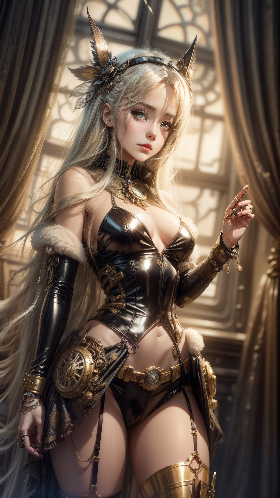 steampunk beautiful a girl animesque locomotive