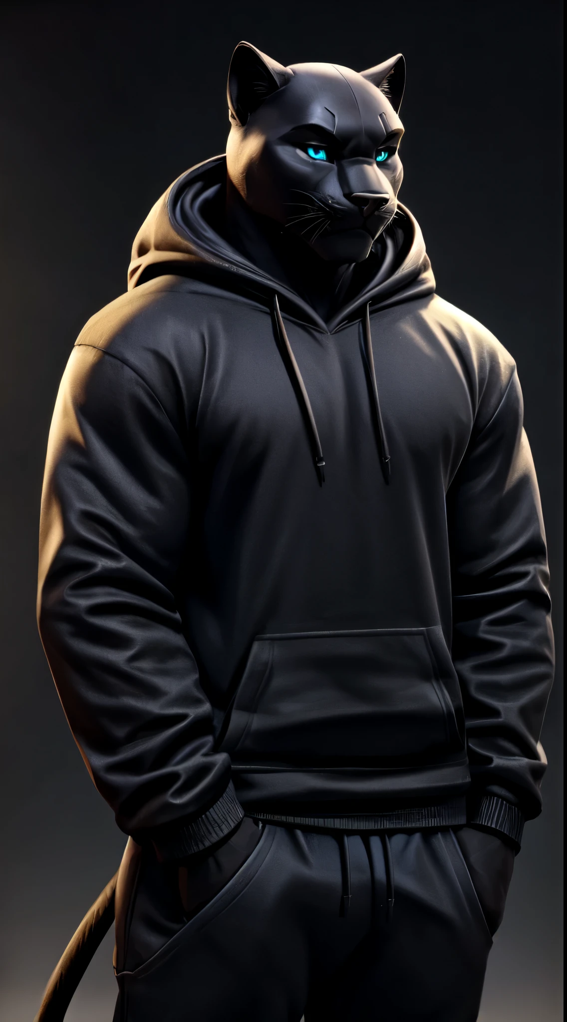 gigachad black panther in a hoodie