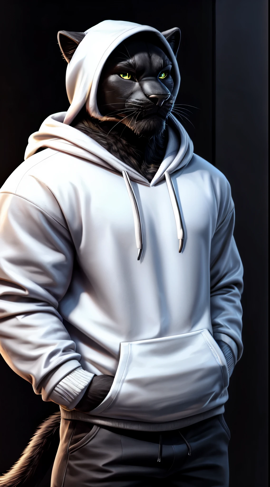 gigachad black panther in a hoodie