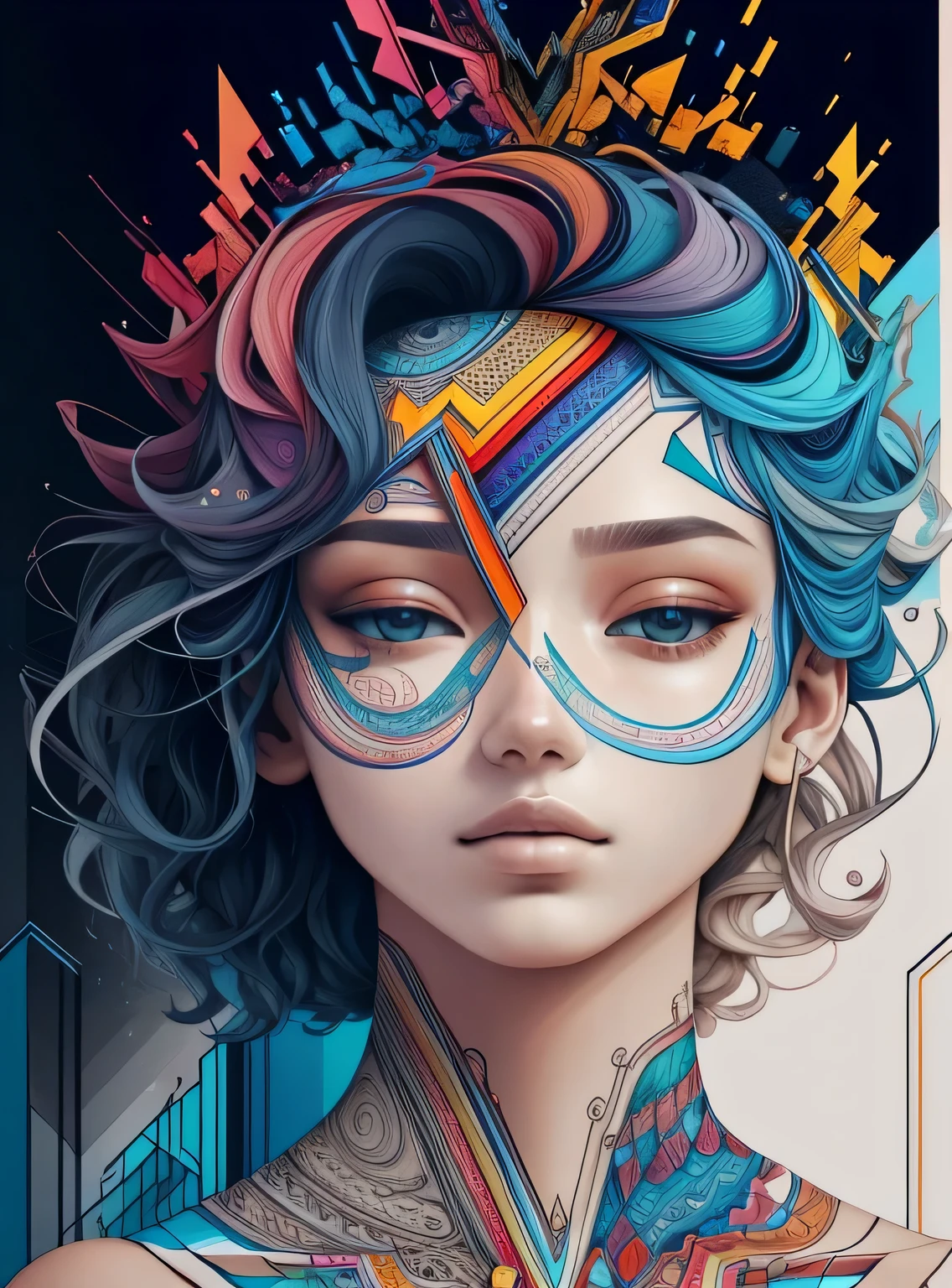 (human brain), acolchoamento ,multidimensional geometric wall PORTRAIT, arte,
Yang08k, lindo, Colouring,
Primary works, qualidade superior, melhor qualidade, Arte Oficial, Beautiful and Aesthetic,