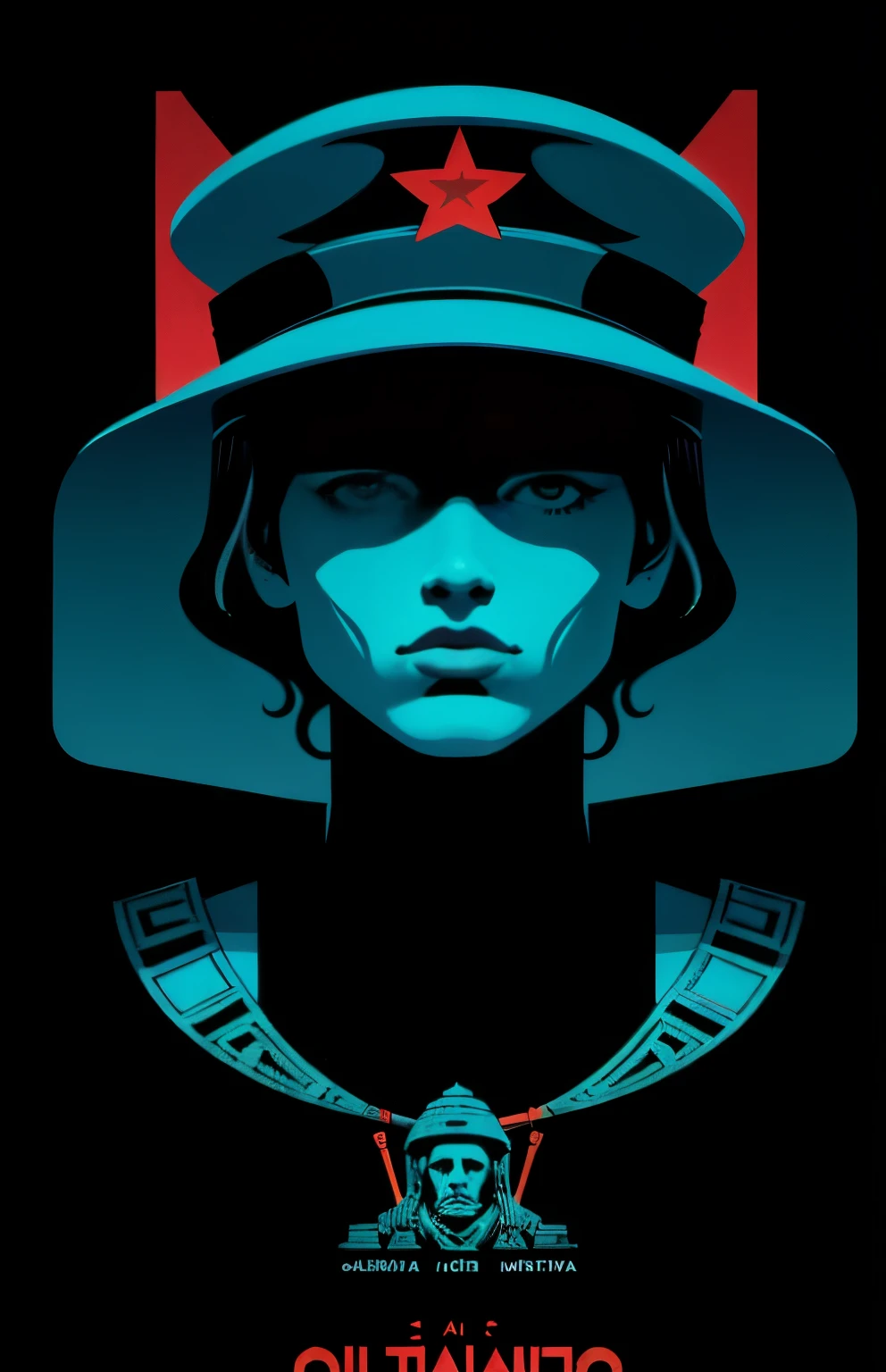 Cartel comunista, Plan de color plano, chica, centrarse en el tema, Adrian Genes, prueba con andres, Jenny Savile, Edward Hopper, Surrealismo, Arte oscuro por James Jean, yamamoto takato, Al estilo del minimalismo inkpunk, Olly Moss style, minimalism 